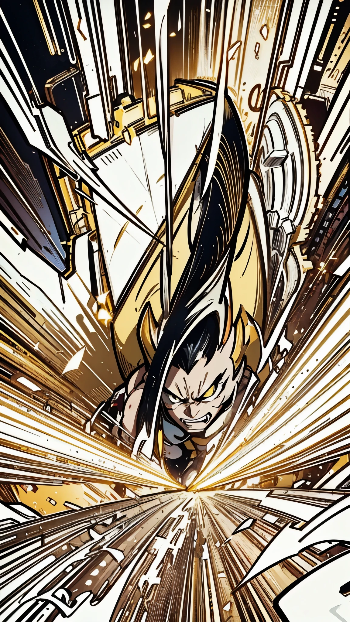 in line form, Draw Wolverine, Yellow gold, Cool, illustration style, line, super clear, high detail, Futurism, anime, UHD