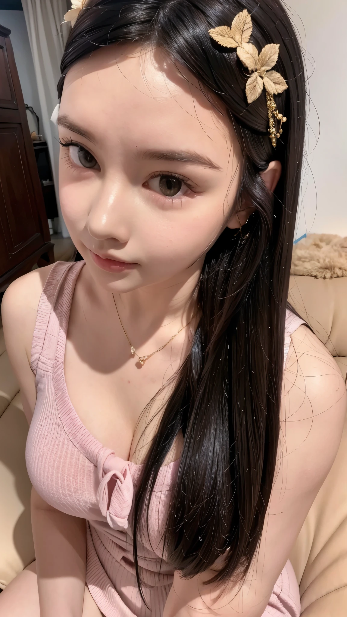 (masterpiece, best quality:1.2), 1 girl, alone,Face the camera directly，cute hair accessories