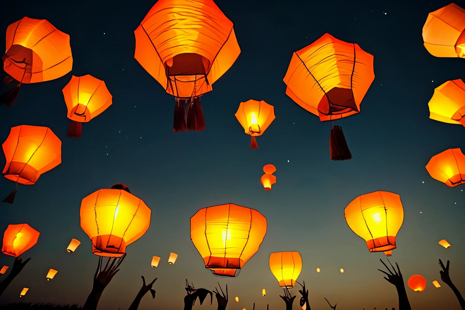Sky Lanterns: The magical sight of paper lanterns floating into the night sky, carrying wishes and dreams aloft on their warm glow.