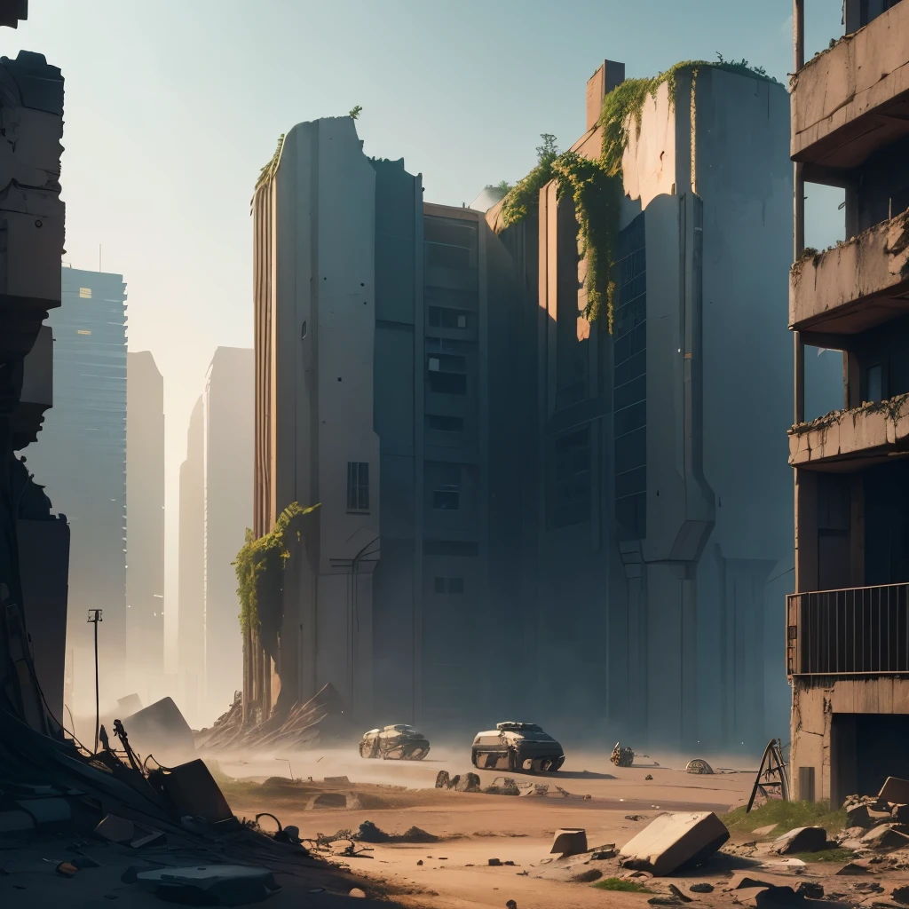 Image de couverture de livre montrant un groupe d'individus armes avec des technologies cyberpunk dans un environnement en ruines 