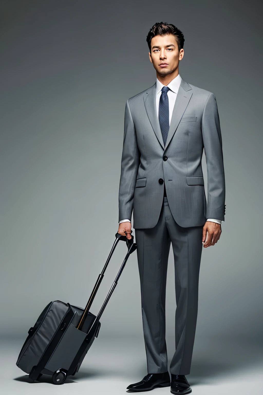 A clean businessman wearing a gray suit