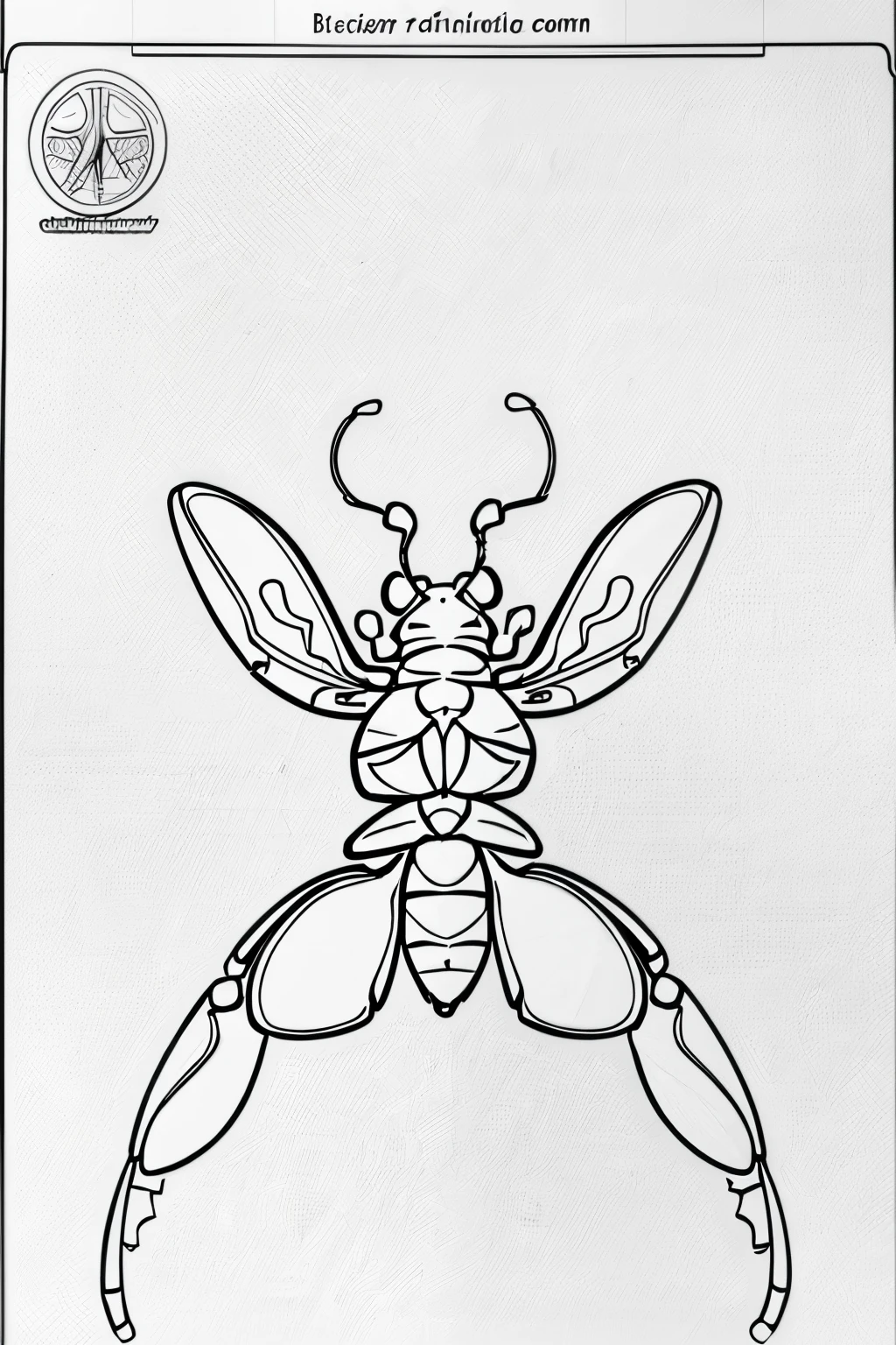b/w outline art for kids coloring book page insects-themed, coloring pages, intricate design, full white, kids style, white background, whole body, Sketch style, full body (((((white background))))), only use outline., cartoon style, line art, coloring book, clean line art, Sketch style, line-art,