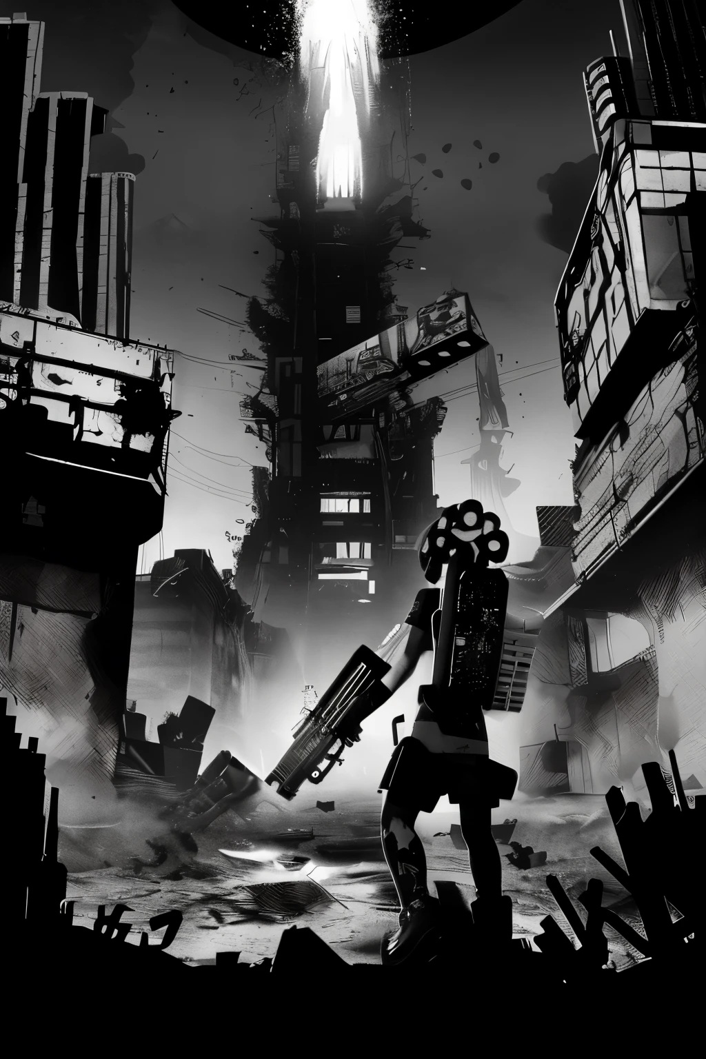 Splatoon new weapon entropy dystopia black and white