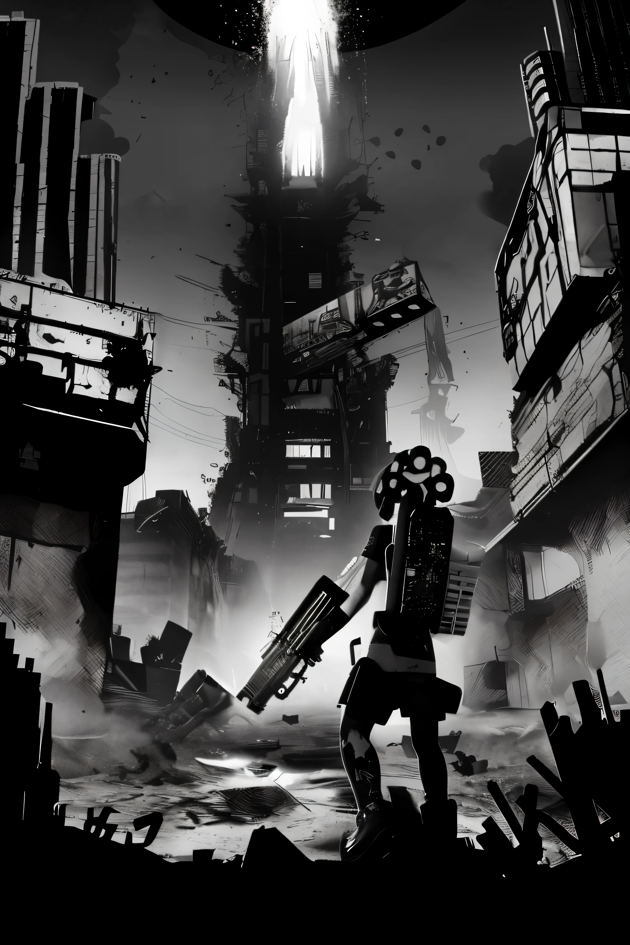 Splatoon new weapon entropy dystopia black and white