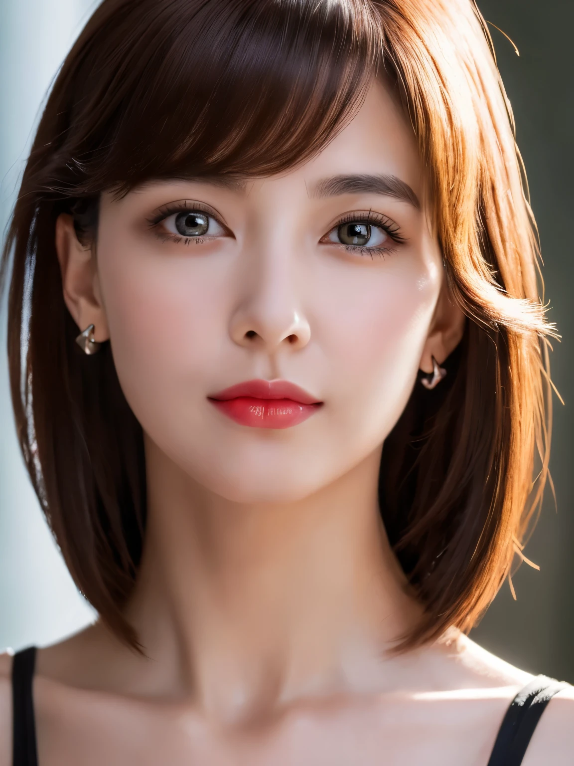 masterpiece, highest quality, Photoreal, super detailed, finely, High resolution, 8k wallpaper, Professional, High level details, 1 girl, ((facing the front)), ((vermilion lips)), detailed clavicle, perfect face, straight hair