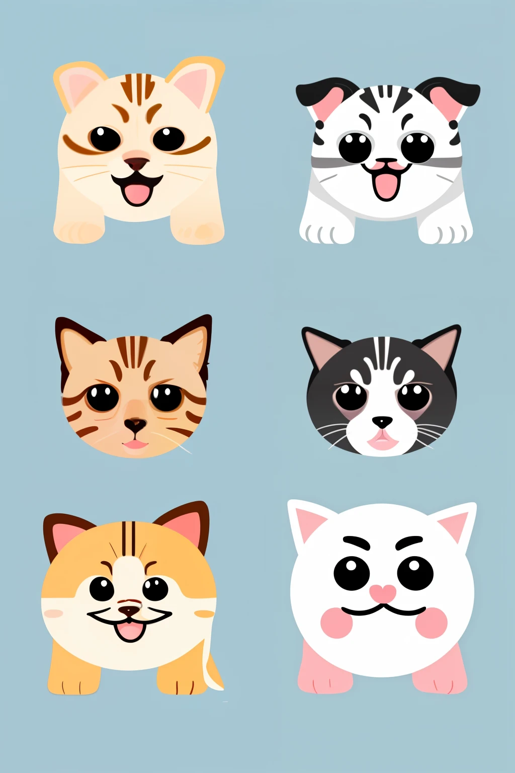 Generate a set of cute pet emoticons for free