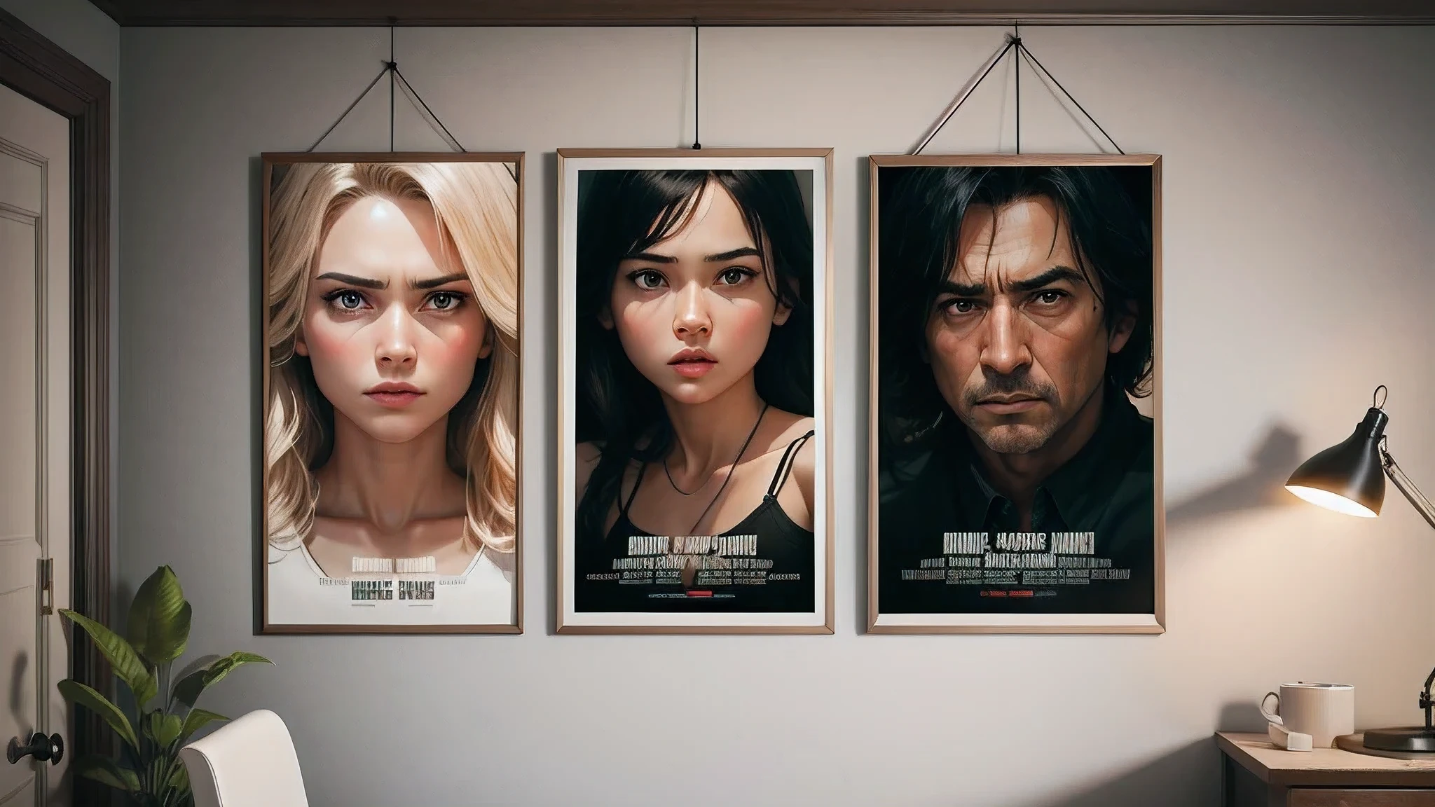 3 movie poster hanging on wall