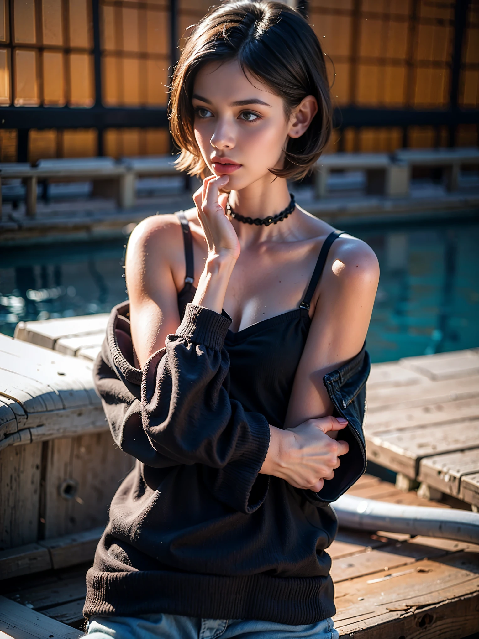 Realistic Photography, Beautiful Young Female Short hair