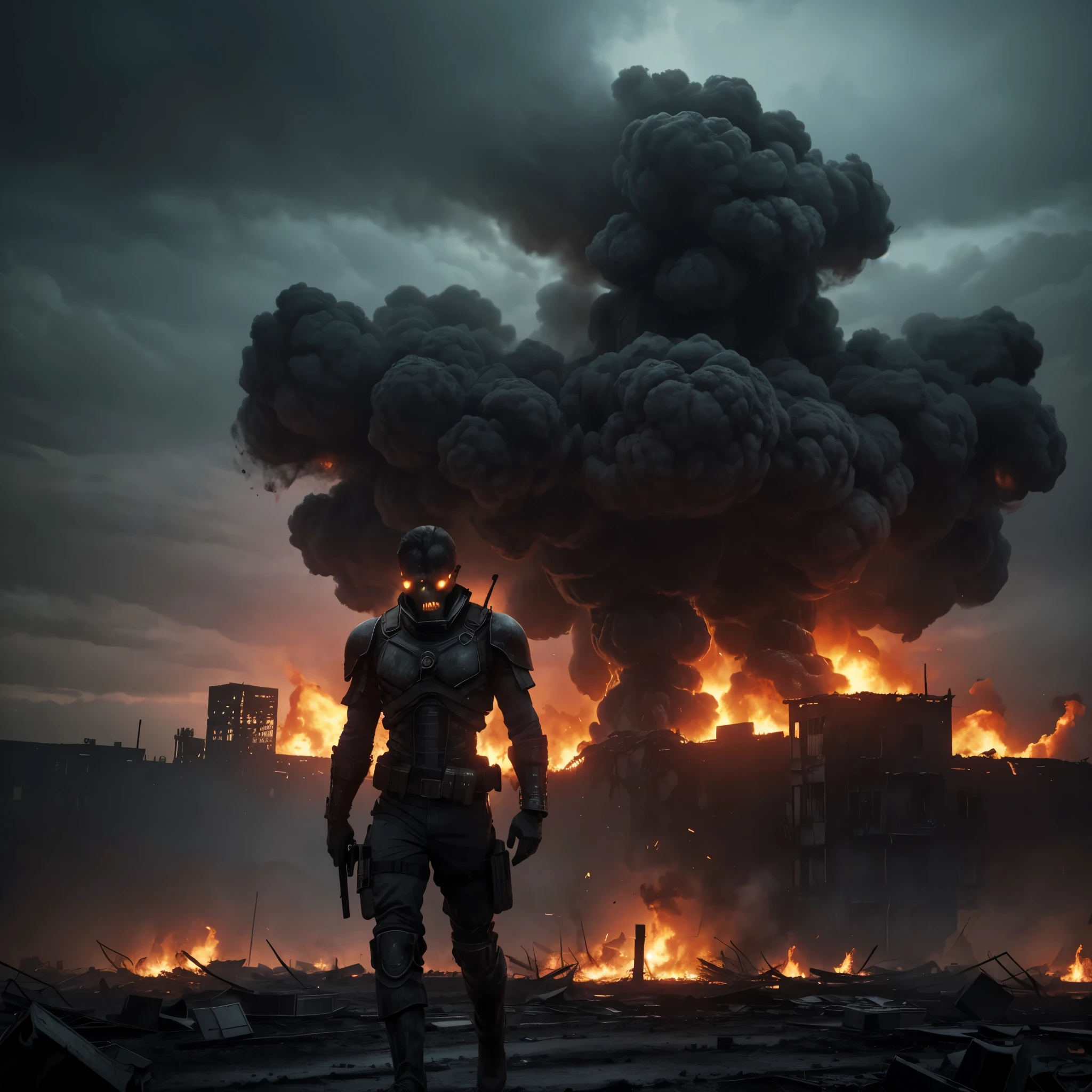 Prepare for the epitome of terror--a world-destroying nuclear bomb. Its detonation engulfs the planet in an all-consuming firestorm, obliterating cities, shattering continents, and poisoning the air with deadly radiation. Humanity is left in ruins, gasping for breath in a desolate wasteland.