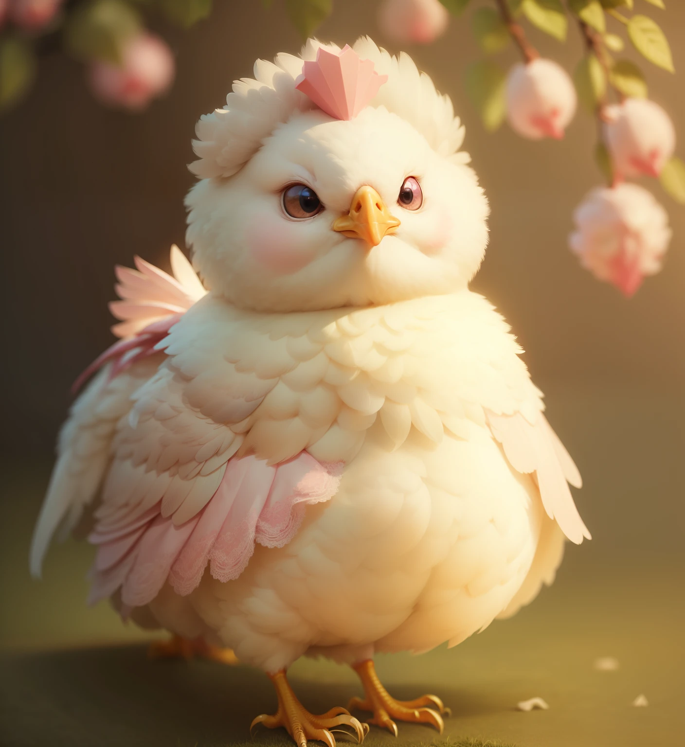 There is a white chicken,Wearing pink clothes, Lovely digital painting, Lovely digital art, Lovely detailed digital art, Lovely 3 d render, Lovely Lovely, Lovely! c4d, beautiful Lovely, Lovely, adorably Lovely, Lovelyness, Lovely animal, super Lovely, Lovely and Lovely, Lovely creature, Lovely character, Lovely beautiful, Lovely artwork