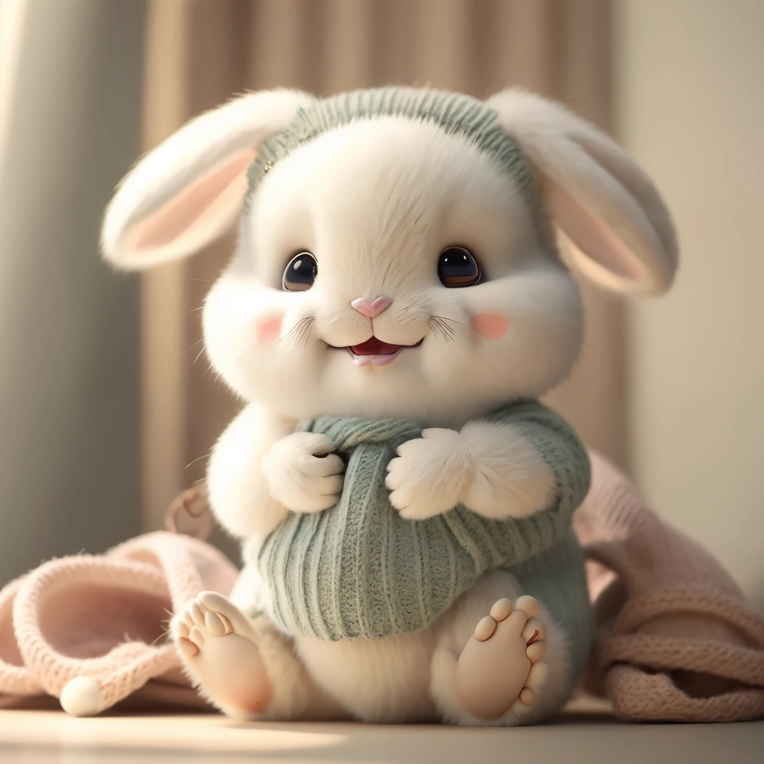 A small stuffed rabbit sits on the table, Lovely数字, Lovely 3 d render, Lovely digital art, Lovely detailed digital art, Lovely anthropomorphic bunny, Lovely adorable, Lovely! c4d, adorably Lovely, Lovely and adorable, Lovely cartoon character, Lovely and lovely, Lovely animal, beautiful and Lovely, lovely and Lovely