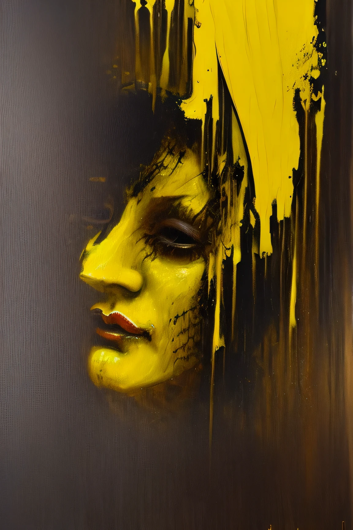 Melancholic, Horror, temer, anguish, amarelo, preto, Oil, qualidade, escuro, triste, sentimento, derretido, random, pintura mal feita, pincelada, morte, sujo, nenhum humano