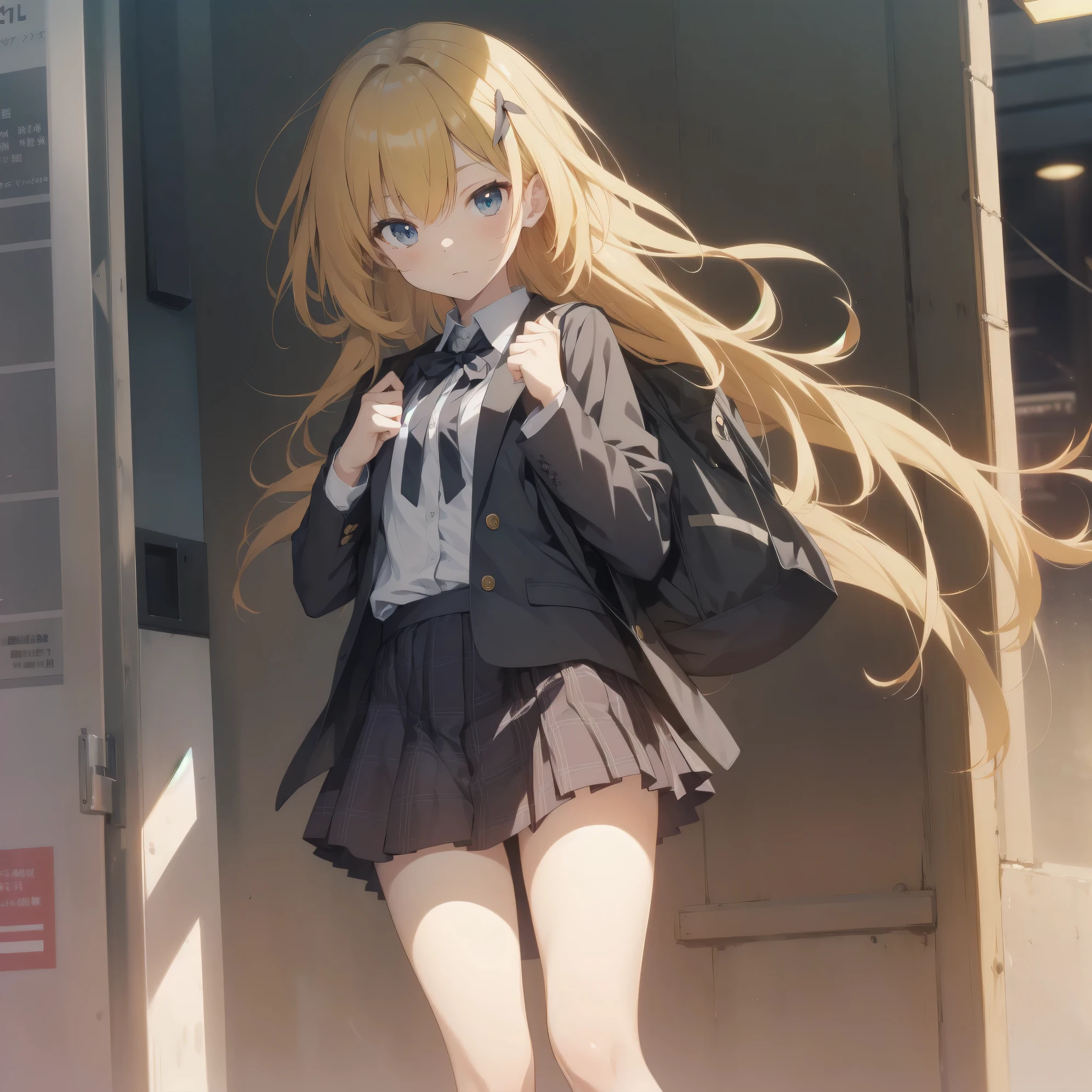 Super absurd quality by the god of art, super detailed, High resolution, anime moe art style, Best Anime 8K Kona-chan Wallpaper, pixiv contest winner, perfect anatomy, break, (眠そうにalone学校へ行く女の子を描いてください. )break,1 girl, (alone,little woman, cute face, 13 years old:1.3),All limbs, full finger,, The charm of an immature body, (very_short hair), shortcut, Bang, flat chest, small ass, between legs, small black eyes, detailed and beautiful eyes, Well-proportioned iris and pupils, expressive eyes, High resolutionの詳細な髪, neck ribbon, shirt, collared shirt, skirt, pleated skirt, school uniform, (detailed lighting), (detailed background), On the way to school. break,super dense skin, Best cinematic lighting powered by famous artist, 8k,Beauty Illustration,photoshop_(Moderate),Absurd Hi-Res,Hmm,rough skin,break,((artist:Fujiyama)), artist:Fujichoko,artist:Yamamoto_Soichiro,artist:hanekoto