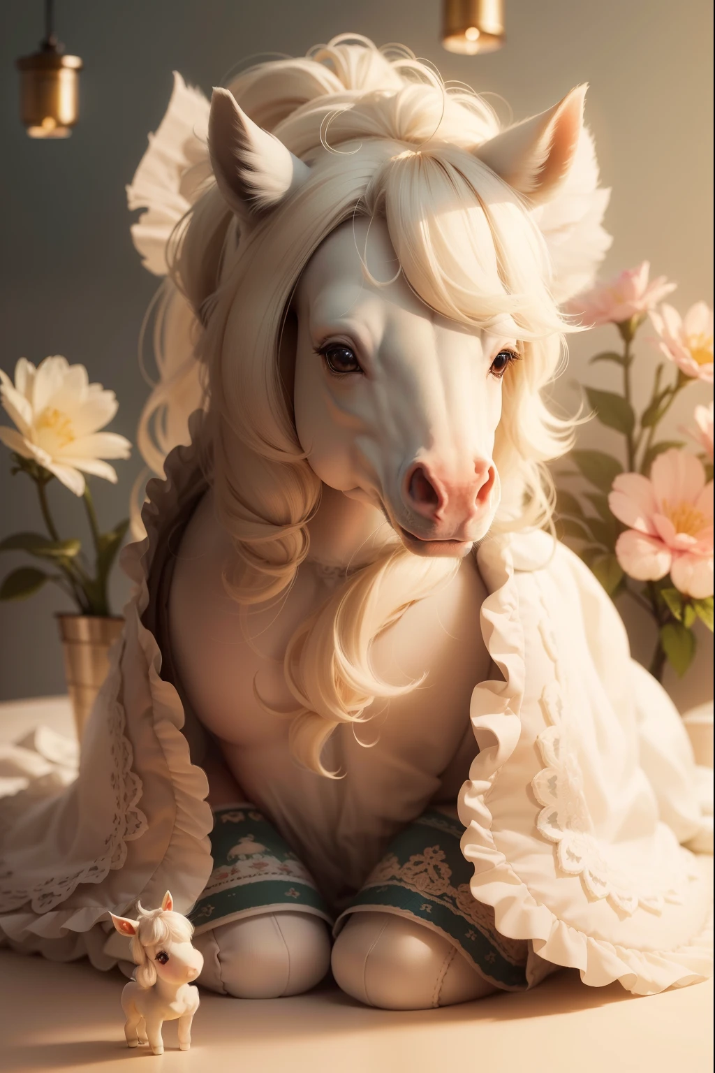 There&#39;s a pony wrapped in a blanket, cute numbers, Lovely and detailed digital art, cute numbers艺术, Lovely detailed artwork, Lovely 3D rendering, adorable animal, Beautiful digital art work, lovely artwork, Beautiful digital illustration, Anthropomorphic white horse, Cute and cute, Lovely Lovely, Very cute, Beautiful digital painting, fan art, beautiful and cute