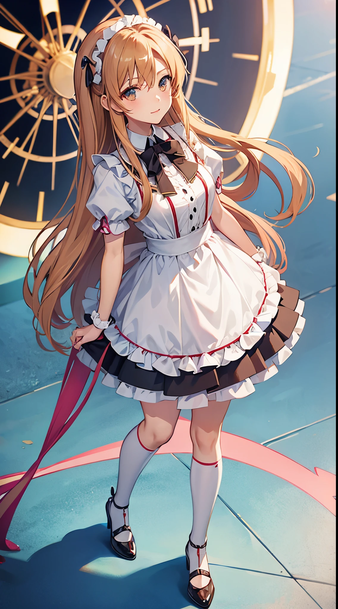Asuna from Sword Art Online wearing a maid outfit and high heels