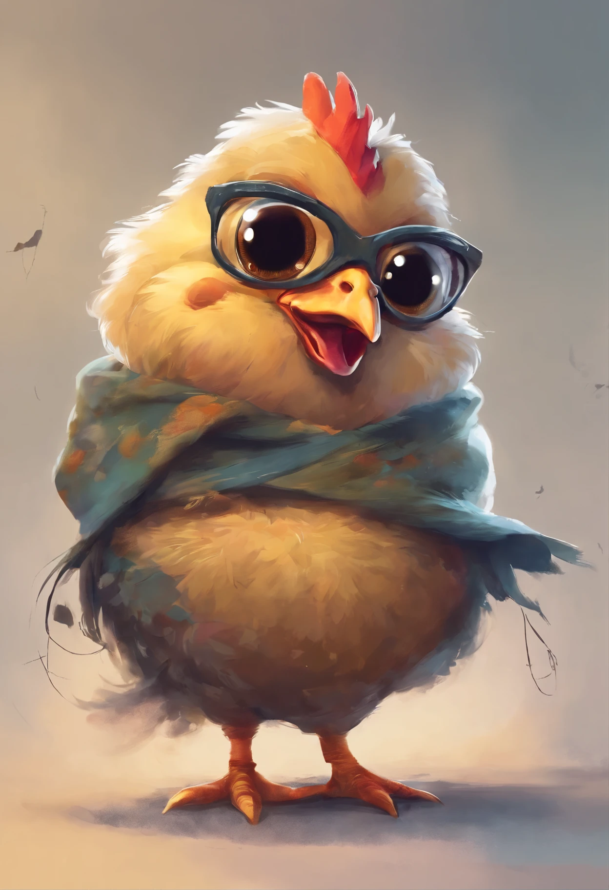 Happy and cute fat chicken with big eyes