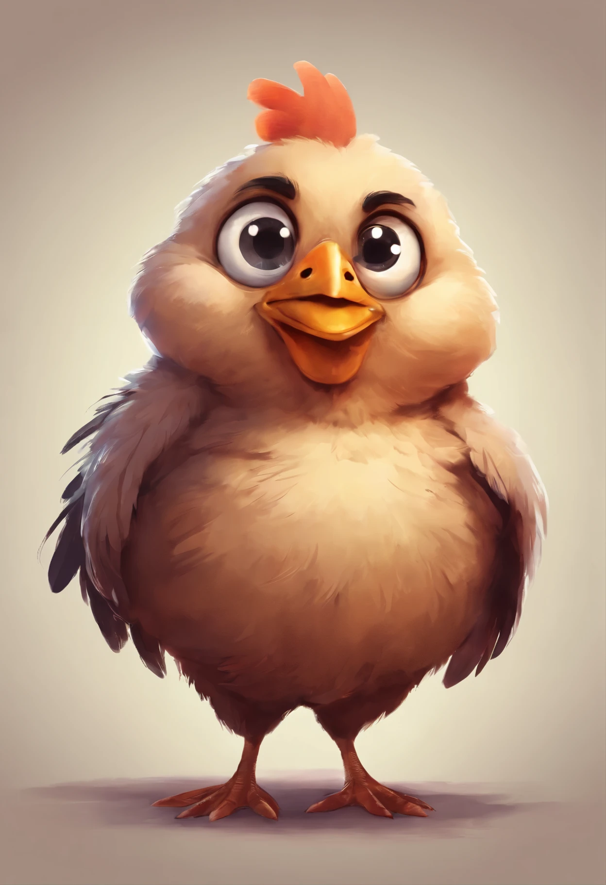 Happy and cute fat chicken with big eyes