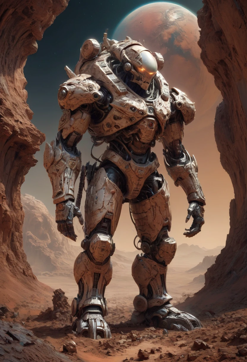 Mars, dead Giant god, by Stuart Lippincott, Stuz0r, best quality, masterpiece, high details, Ultra intricate detailed