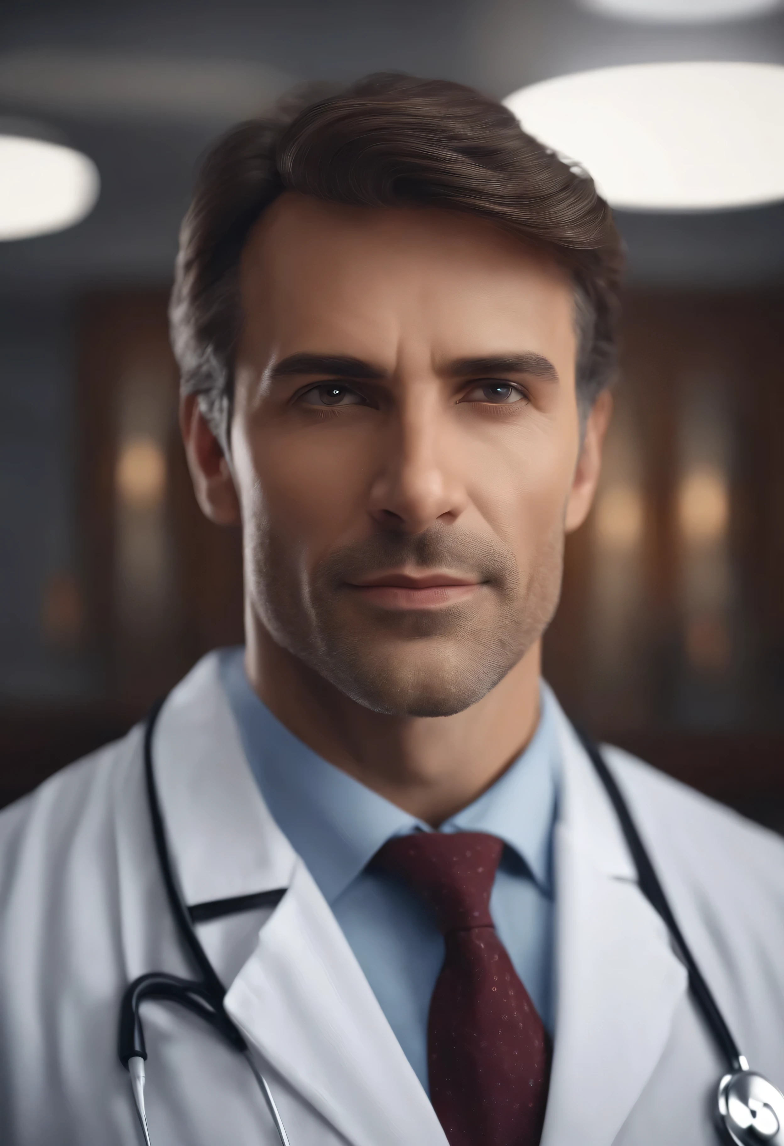 male doctor，realism, 4k, Full HD, profound gaze，face close-up