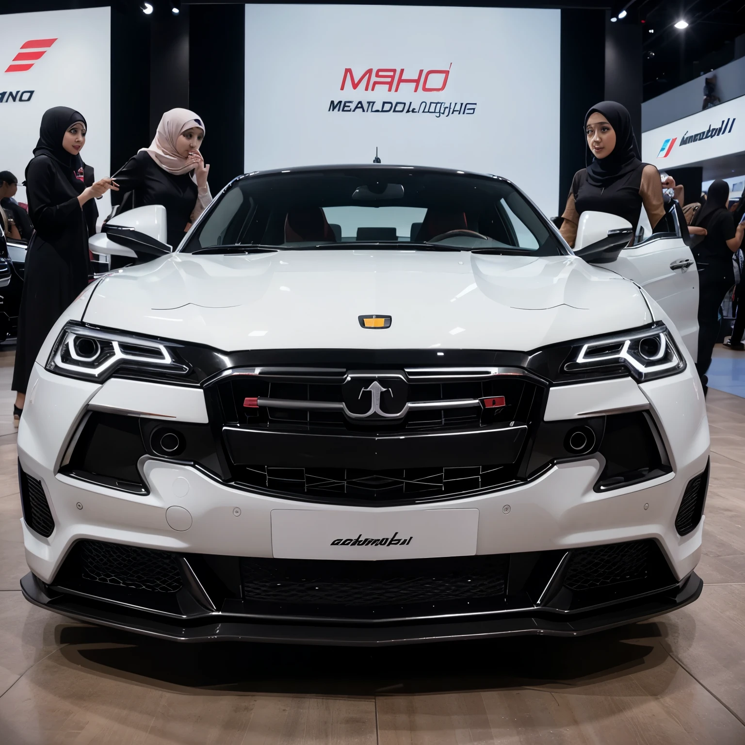 Seorang cewek berhijab disebelah mobil Lamborgini dikasih nama naila