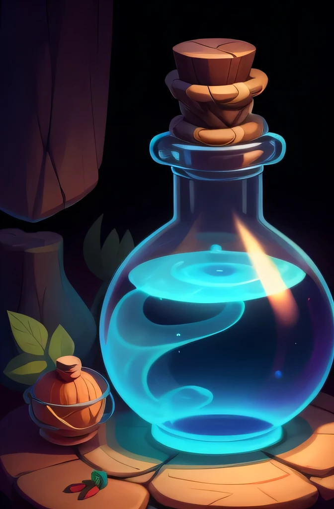 brewing lotion in witch hut, Red，lotion of healing, stylized shadow, lotion, Stylized cell shading, lotion belt, lotion, health lotion, Fantastic terrarium graphics, glowing jar, cel shading, making a lotion, Alchemist&#39;vial pain，悬挂着许多Red小瓶子，Dreamy and magical