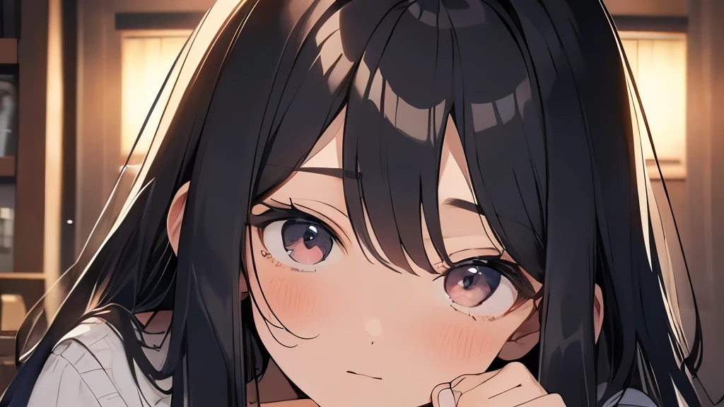 night、20歳のIdol、hair is black、long hair、eyes are big、Idol、one's home、night