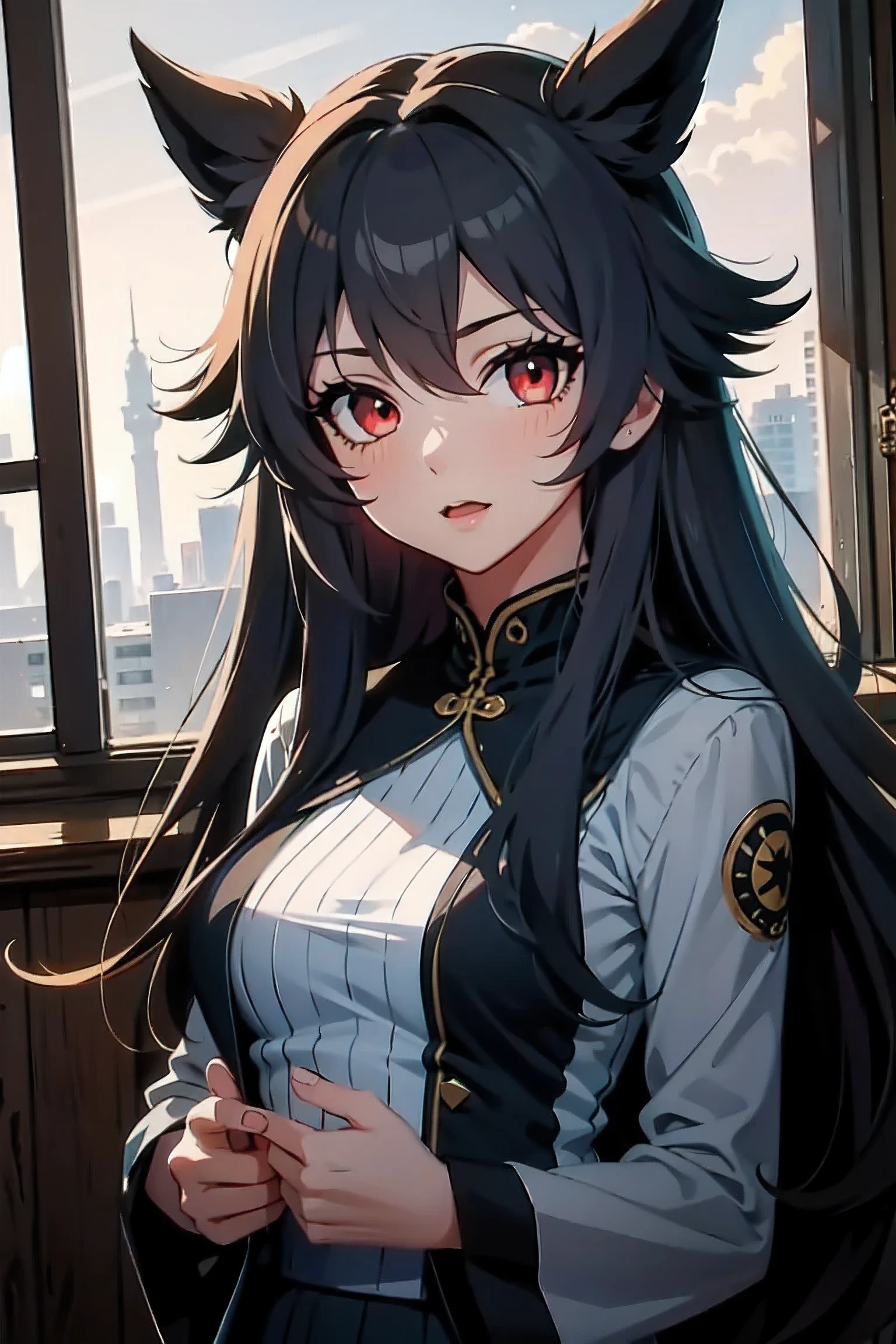 1 girl with long hair, I'm cute. ,conjunctivitis