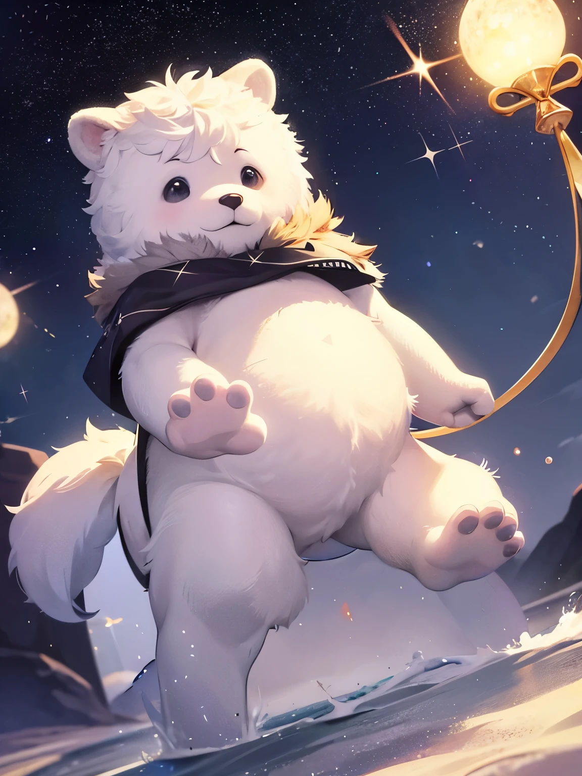 Un oso polar creado de estrellas , as if it were a constellation 