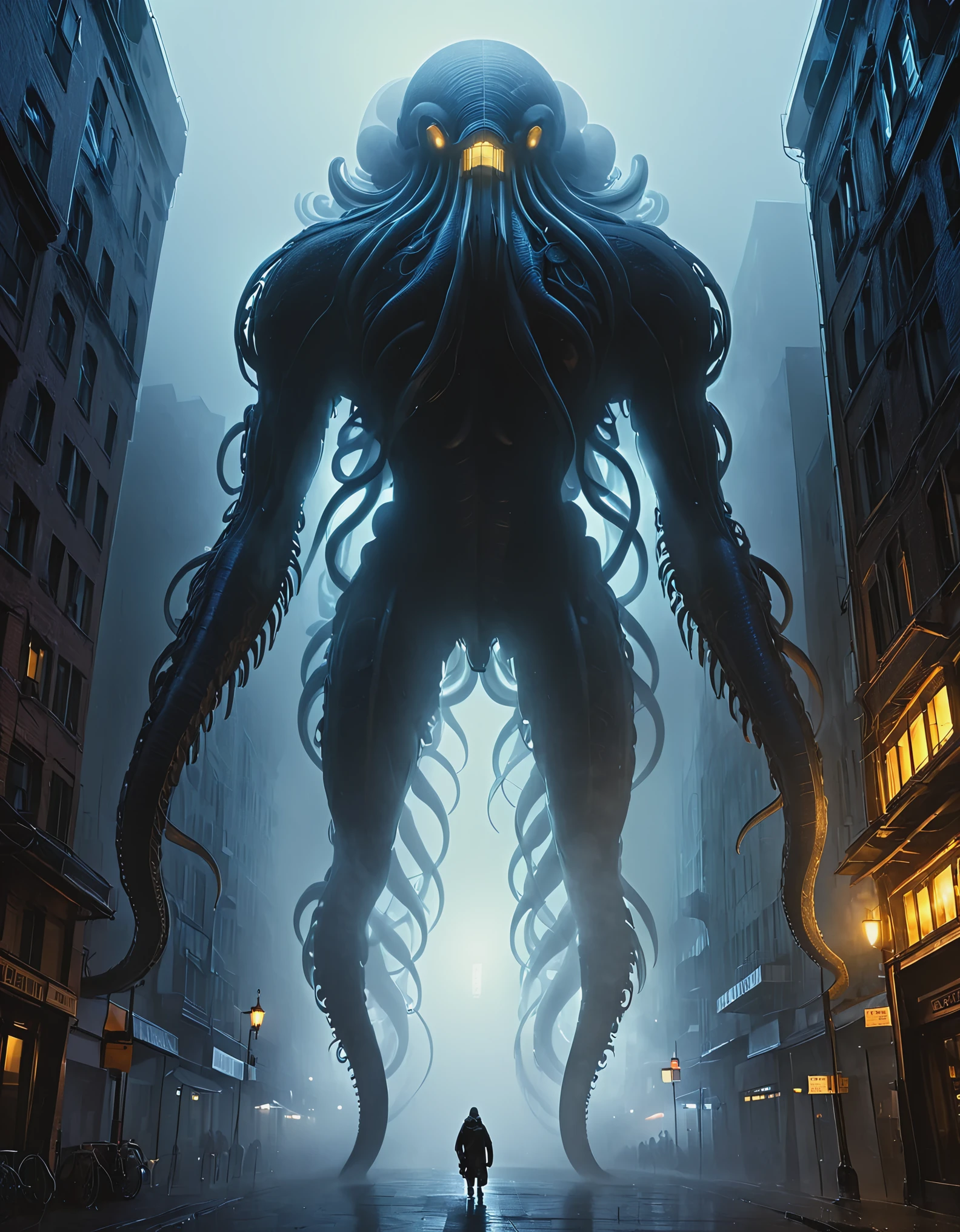 Looking up, (giant transparent mutated creature), this creature has short legs, a lot of dark mist, thick fog, night sky, biochemical mutated nucleus, Teratoid teratoid shape, Grotesque bizarre, Bioluminescence bioluminescent, Zdzistaw Beksinski, H R Giger, Webbed Feed webbed tentacles, Rudimentary Wings missing wings/Gills cheeks, lumpy umorous Scaly scales, Jerky convulsions, Slithering crawling, Erratic irregular, Wrinkled wrinkled, Microbiology microbiology, Photosensitive phosphorescent, with several wired lighting fixtures in a semi transparent resin wave style, bryce 3D, mural like composition, weathered materials, glowing sfumato, reflective, high detail, surreal, 3D rendering, complex mesh, lightbox, made of feathers, nyc explosion coverage, interesting character design, bokeh, Dense fog, fog,
From below, upside down, chiaroscuro, UHD, masterpiece, super detail, high details, high quality, award winning, best quality, highs, 16k,