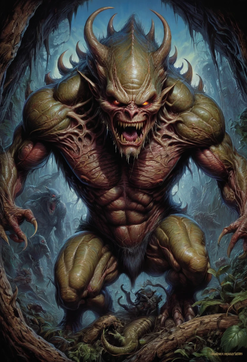 famous artwork by (chuck lukacs:1.2) and (artgerm:1.1), detailed expressive eyes, fantasy style, deep within the underground caves of the first moon of planet langtern secundus, the bioluminescent unyielding woodsplat may be found which resembles a hybrid of the primordial repulsive razorreaper and the majestic hard-shelled terrorfly, similar to the desert sneezlegrabbler it uses its fiery orange flexible tentacles to traverse the comportupined cave walls with keydering grace, leaving behind trails of softly glowing patterns
RAW photo, realistic texture, extremely detailed, absurdres, sharp focus,  volumetric lighting, subsurface scattering