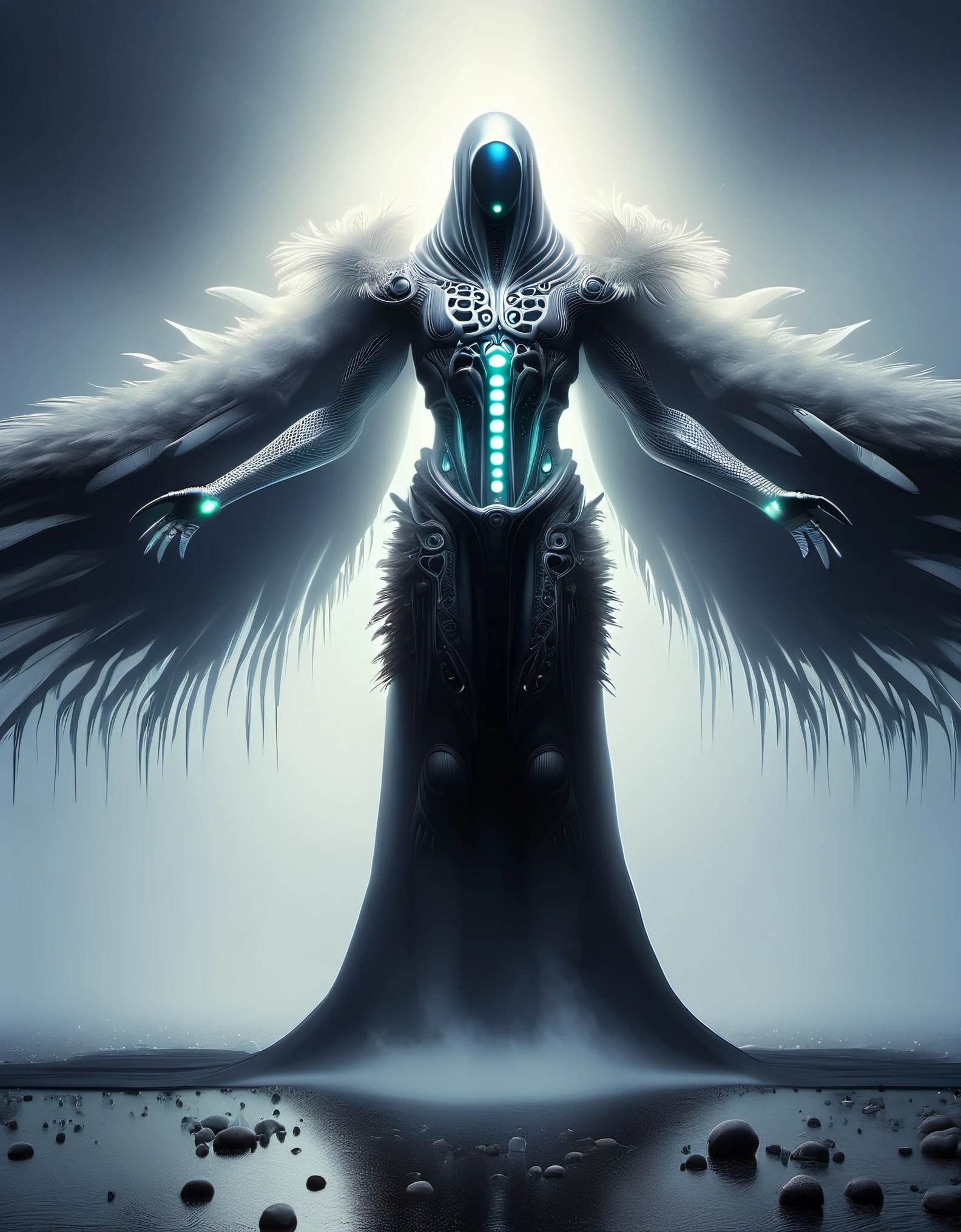 Looking up, (giant  mutated creature), this creature has short legs, a lot of dark mist, thick fog, night sky, biochemical mutated nucleus, Teratoid teratoid shape, Grotesque bizarre, Bioluminescence bioluminescent, Zdzistaw Beksinski, Webbed Feet webbed tentacles, Jerky twitching, Slithering winding crawling, Erratic irregular, Wrinkled wrinkled, Microbiology microbiology, There are several wired lighting fixtures in a semi  resin wave style, bryce 3D, with mural like composition, weathered materials, glowing sfumato, reflection, high detail, surreal 3D landscape style, complex mesh, lightbox, made of feathers, nyc explosion coverage, interesting character design, bokeh, dense fog,
From below, upside down, chiaroscuro, UHD, masterpiece, super detail, high details, high quality, award winning, best quality, highs, 16k,