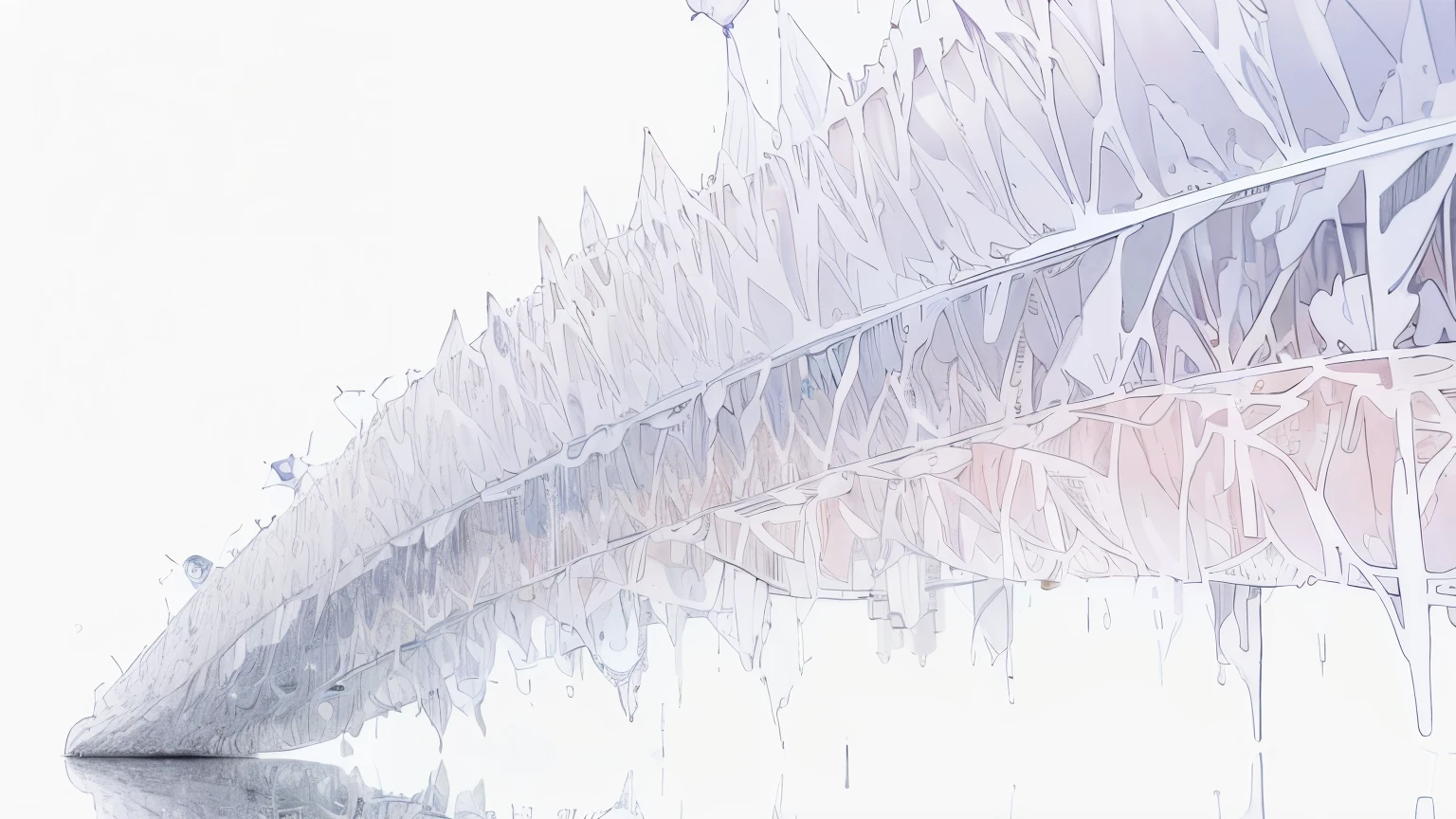 ((Masterpiece)), (Anime:1.3), ((best quality)), ((Beautiful Rain)), (abstract art:1.5), (High Definition), (pale color), wide shot, (fractal structure:1.5), (simple white background:1.6), (fancy atmosphere),