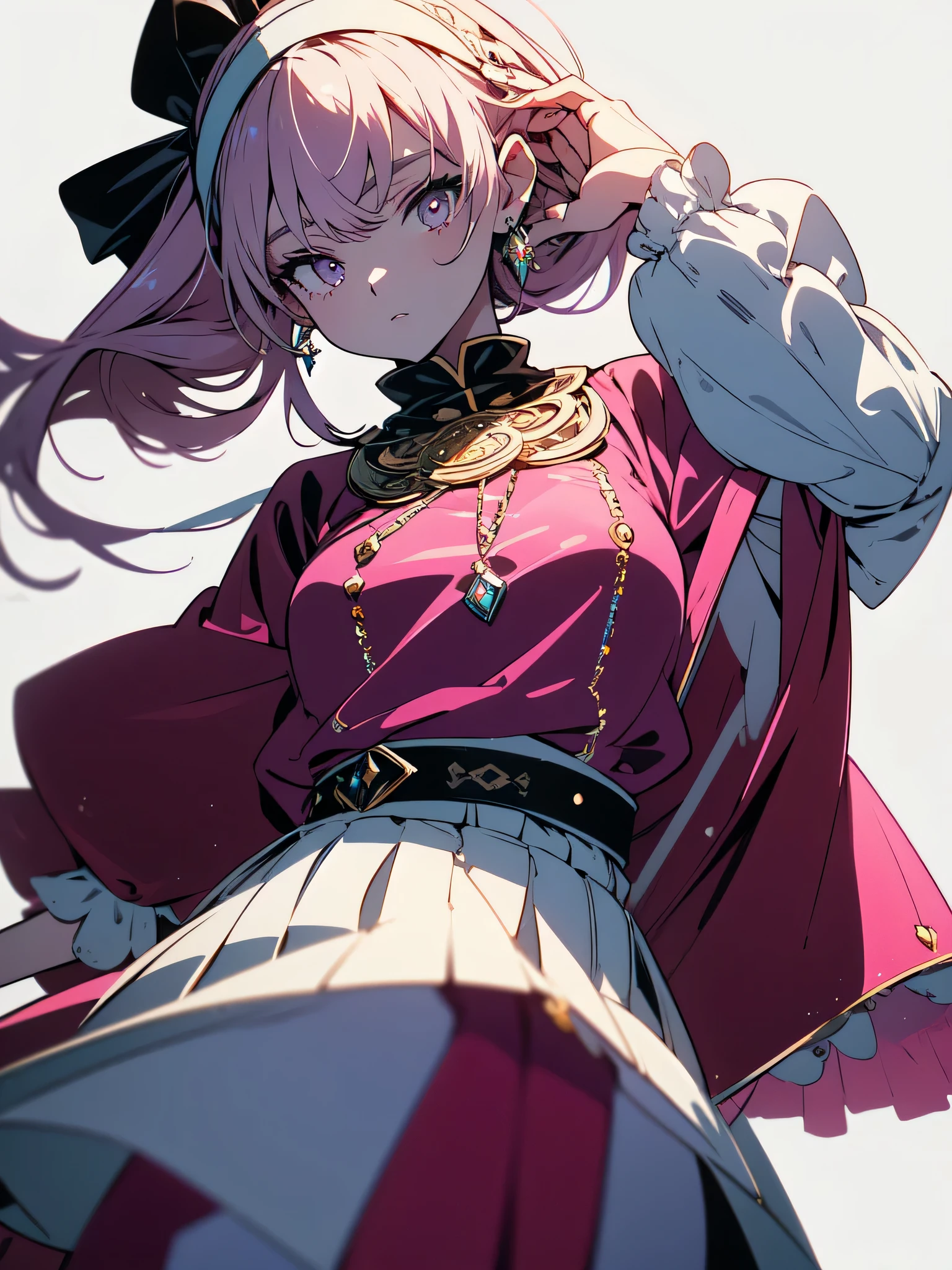 (masterpiece),best quality, expressive eyes, perfect face, 1girl,
big breast, H-cup, good breast, beautiful, gorgeous,anime,girl,lora, hands on waist, hands on hips,march7th,
multicolored_eyes,
pink hair,
ribbon earrings,w sitting, w sitting on ground, legs on ground