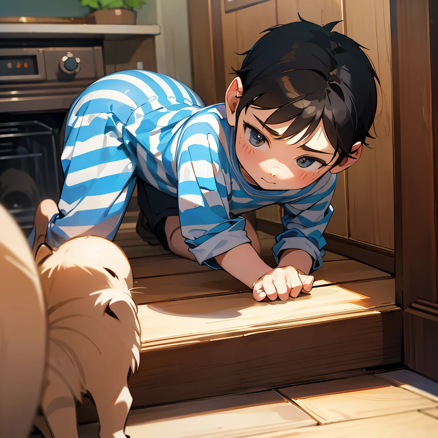 （Defeated boy being ????? by a retriever）bestiality、Constraints、Young Shota、Nipples、Red Hero Suit、Tight hairstyle、Brown Hair、Intense ejaculation、Ahegao、????? penis、((Violent Rape、Intense 、A lot of semen、))