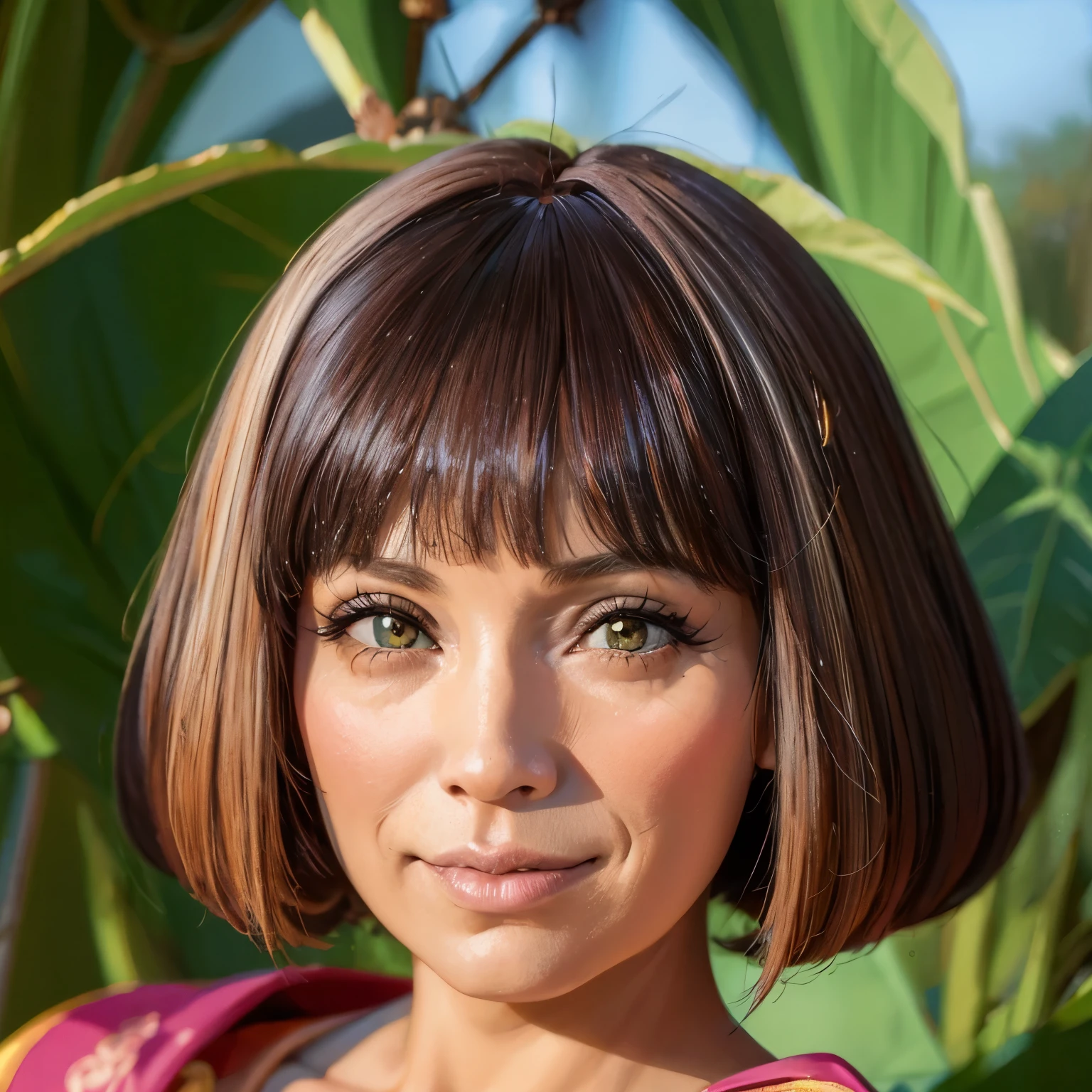 Boneca monsther high loba realista,cabelo rosa escuro e curto liso,olhos laranjas,pele oliva,bonita,imagem realista
