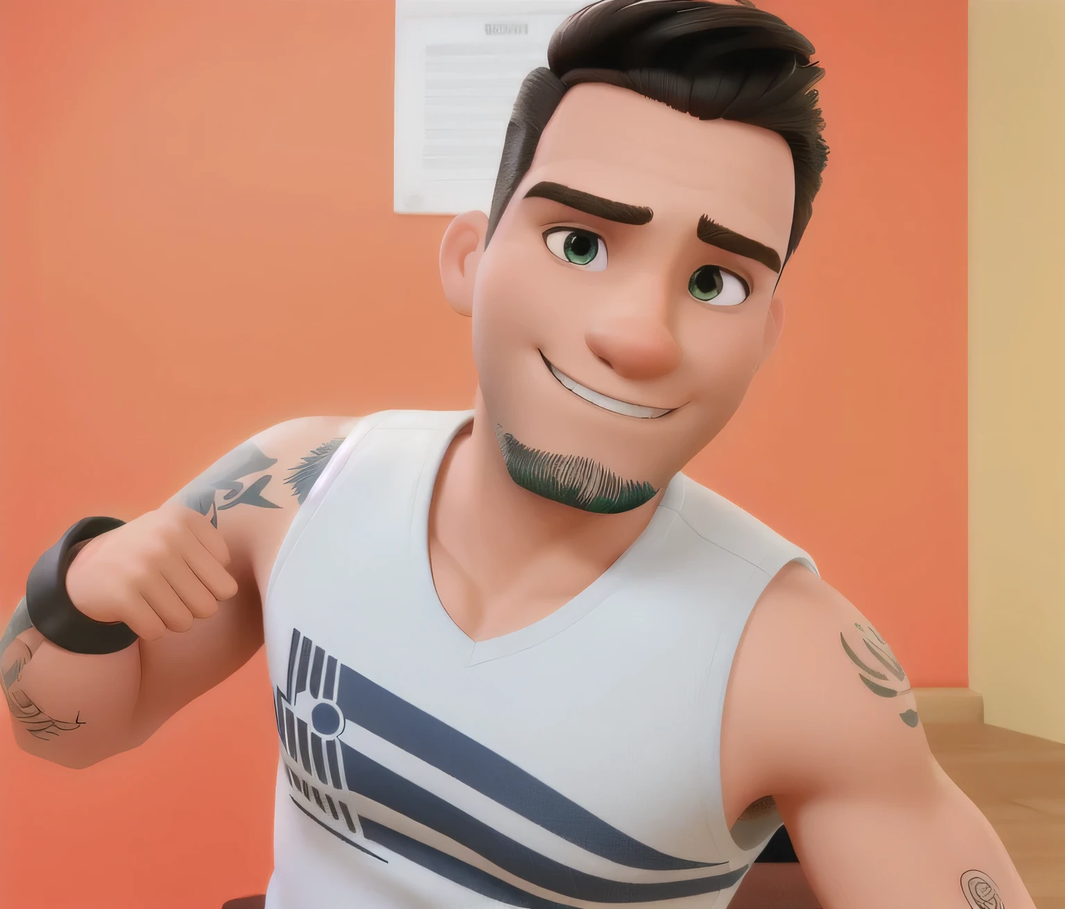 homem moreno cabelos pretos estilo disney pixar, alta qualidade, melhor qualidade