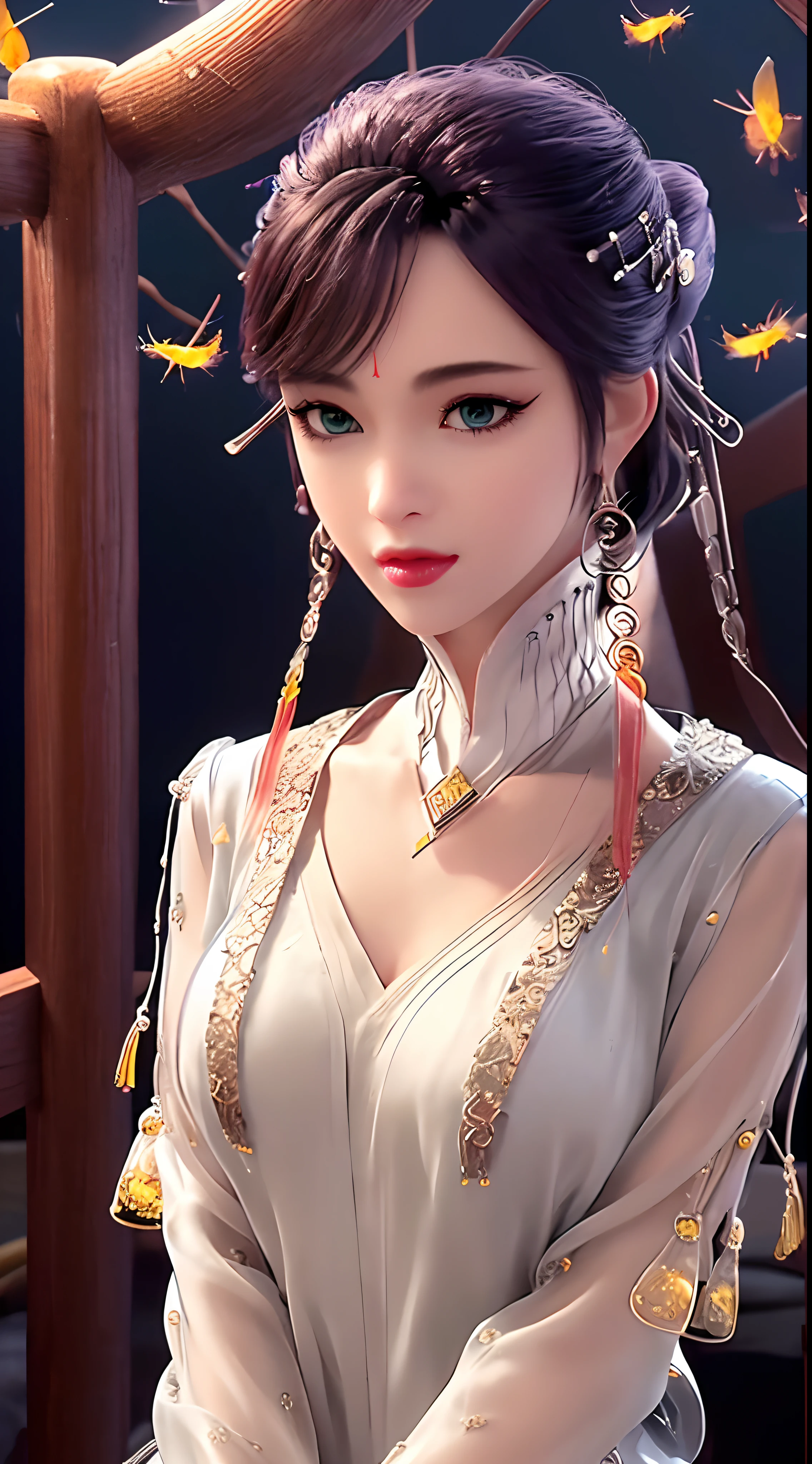 "(((1 Beautiful and super sexy:1.8))), 20 year old girl, ((She is wearing a transparent silver nightgown with sexy white lace trim:1.7)), (((Transparent nightgown allows you to see each part of the sexy girl's body:1.7))), ((dress with diamonds:1.7)), ((long black hair:1.6)), Jewelry crafted from precious stones and beautiful hair, Noble, 極めて美しい少女のNobleスタイル, her little face is so cute, her face is very beautiful, thin eyebrows, perfect beautiful face, ((black pupil: 0.8)), very beautiful eyes, ((silver eyes: 1.6)), (((big round eyes:1.6))), nice makeup and hair detailed eyelashes, sultry eye makeup, high nose, earrings, red lips, ((closed mouth: 1.5)) beautiful lips, slim hands, the most beautiful thighs, ((spread your arms out to the sides: 1.5)), rosy face, pretty face, perfect beautiful face, smooth white skin, (big breasts: 1.5)), ((high chest: 1.6)), tight chest, beautiful cleavage, (((big breasts and super round: 1.8))), ((super tight chest: 1.7)) , beautiful breasts, perfect body, back arm, Proudly, ((Sitting position with chest up and arms behind the back: 1.5)), ((open your legs:1.3)), Don't be shy, 8k photo, super high quality, surreal, super 10x pixelss, bright studio, bright edges, dual-tone lit, (high detail skin:1.2), super 8k, soft lit, high quality, volumetric lit, realistic, realistic high resolution, lit, best pictures, 4k, 8K quality, smooth and sharp, 10x pixels, ((Beach and fireflies background at night:1.5)), aurora, lightning, super graphics real, most realistic graphics, 1 girl, alone, alone, very clear image, surreal, wide angle, face focus, ((front portrait:1.6)),