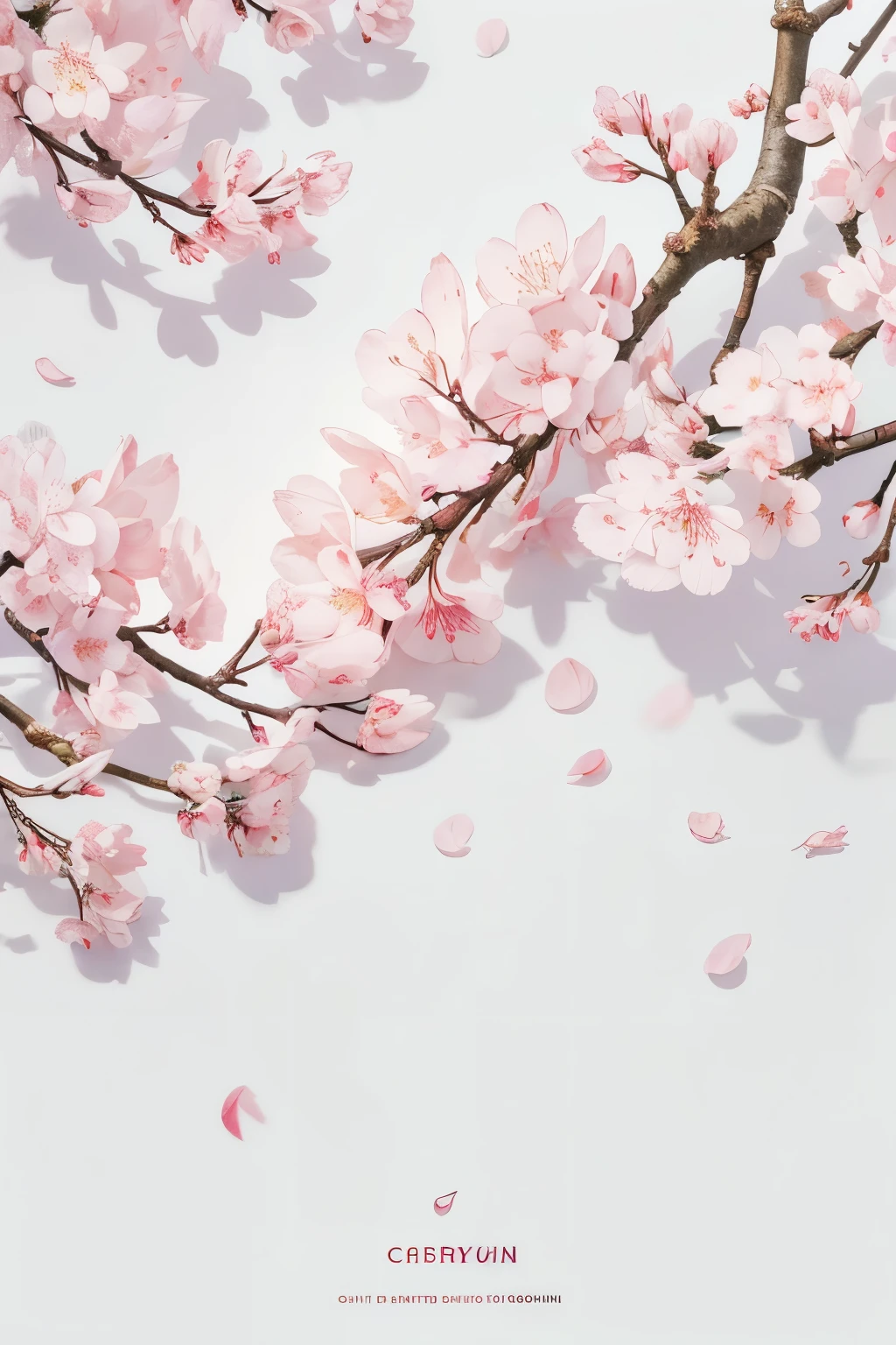 Close up of cherry blossom petals poster on white background, official artwork, top spring leaves, place on top of spring leaves, Cover art, detailed cover artwork, Official Poster Artwork, album art cover, some spring leaves, crown of spring leaves, Colored leaves, fresh, master piece , best quality , detailed , ((background only))