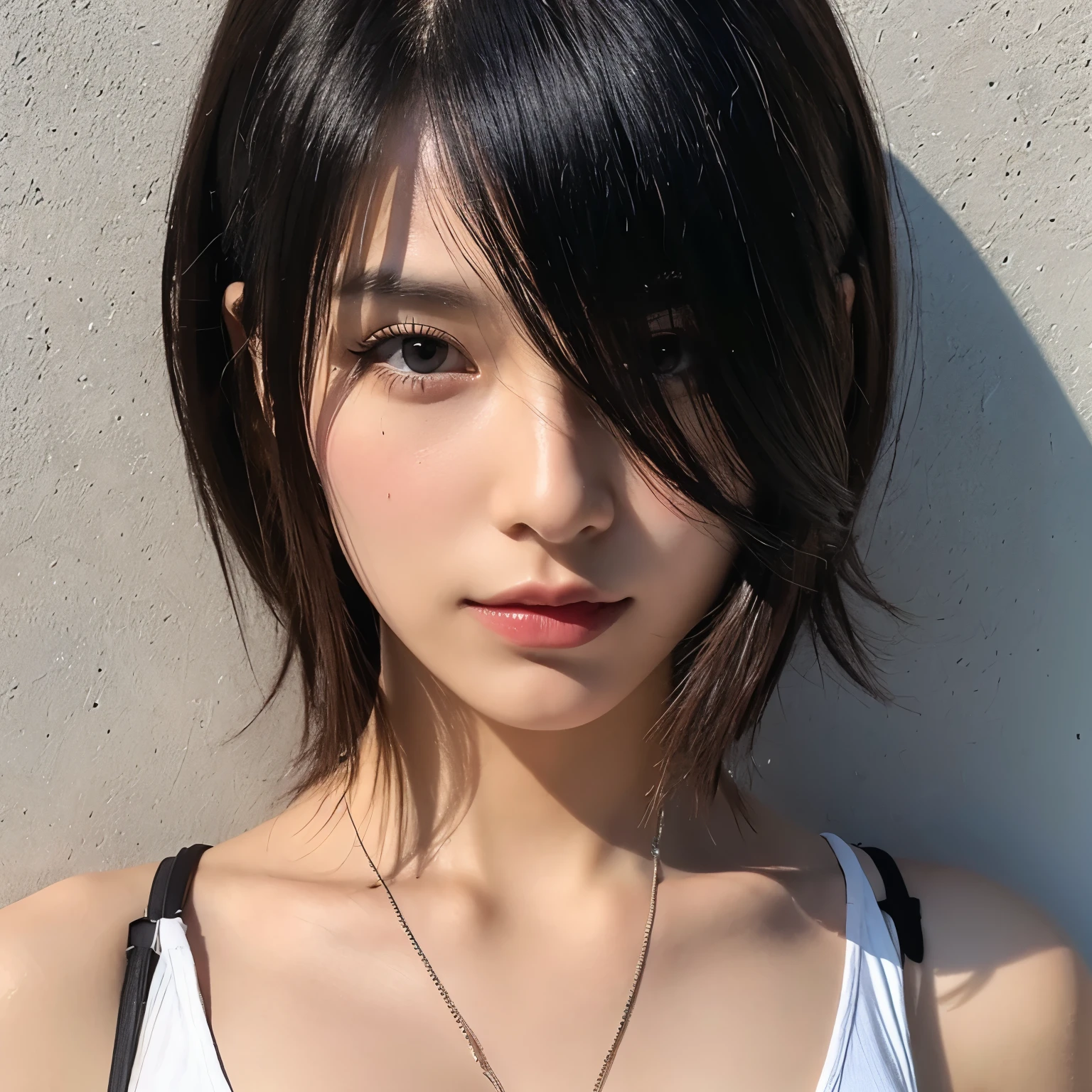 Short youth hairstyle, group guy, black color, anime,