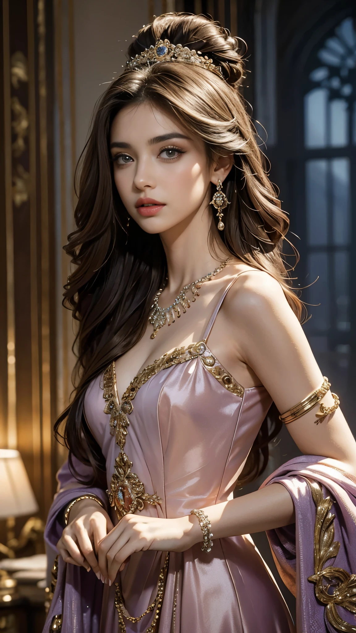 rhinestone details elegenst dress , arabian necklace