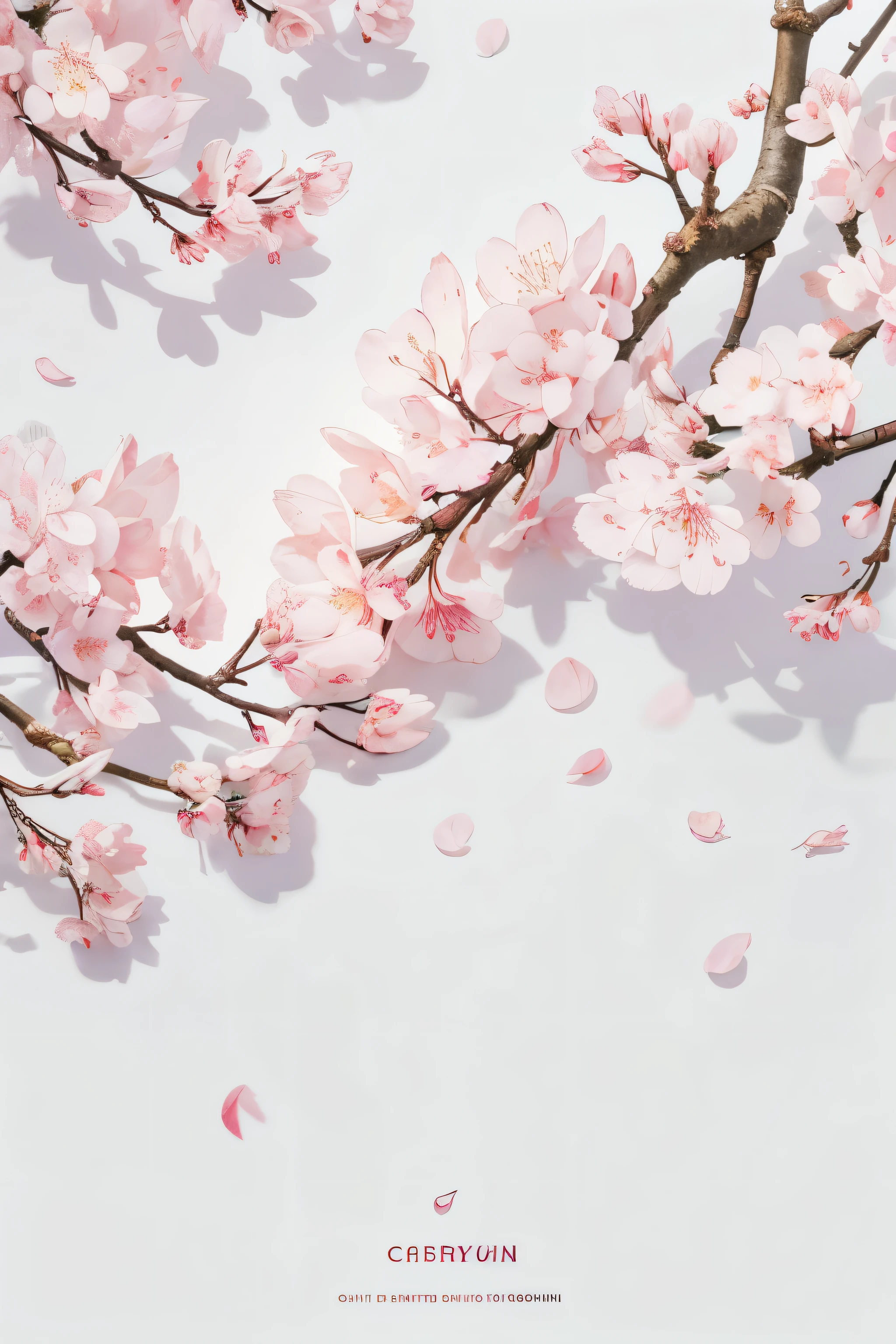 Close up of cherry blossom petals poster on white background, official artwork, top spring leaves, place on spring leaves, cover art, be familiar with cover artwork, Official Poster Artwork, album art cover, some spring leaves, spring leaf crown, autumn leaves, Fresh, masterpiece , highest quality , be familiar with , ((background only))