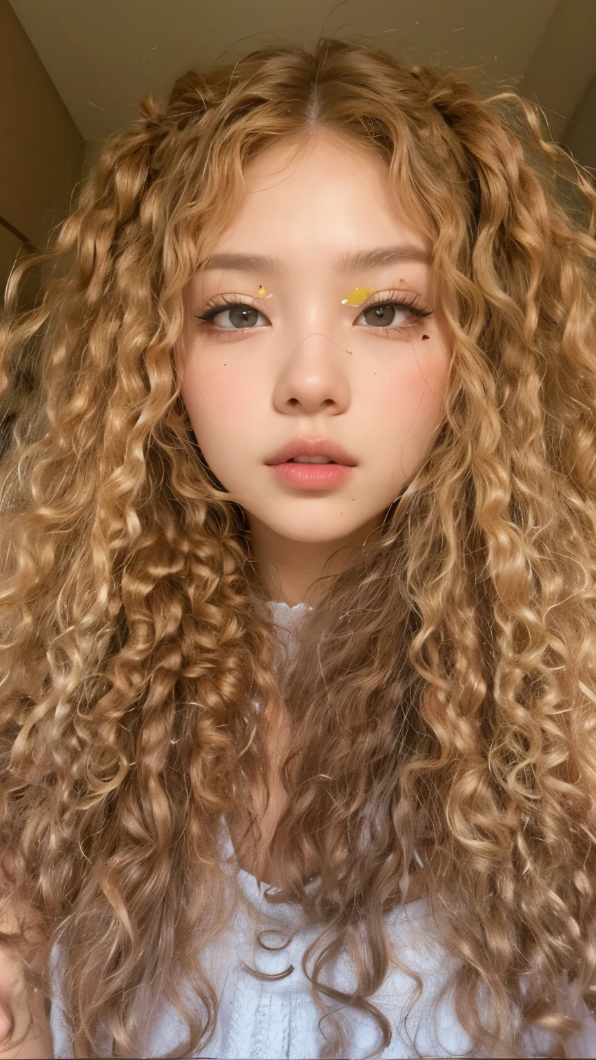 Girl with Asian features and blue eyes 