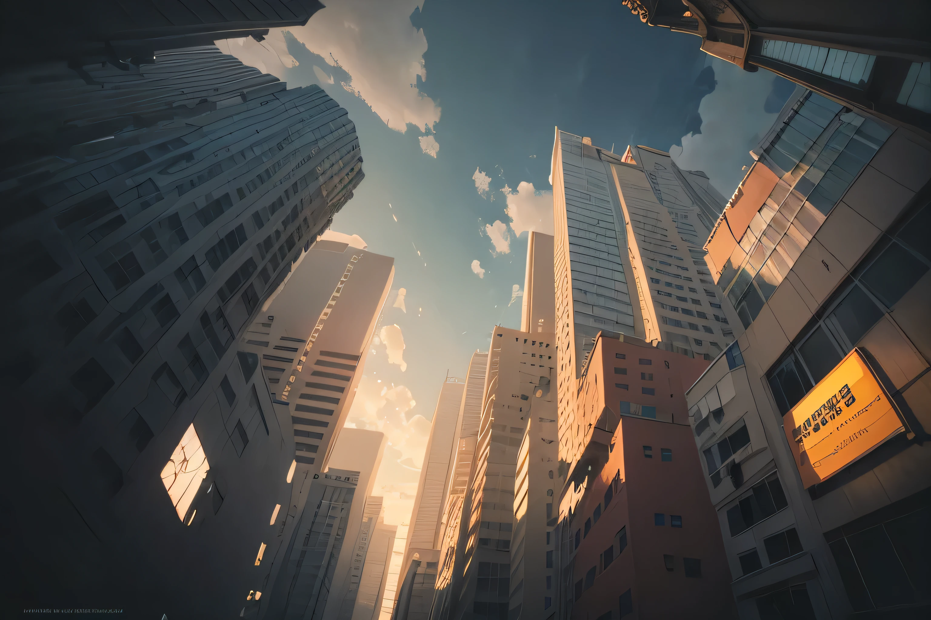 (((Beautifully detailed high-rise buildings))), ((day)), city, detailed city, low angle