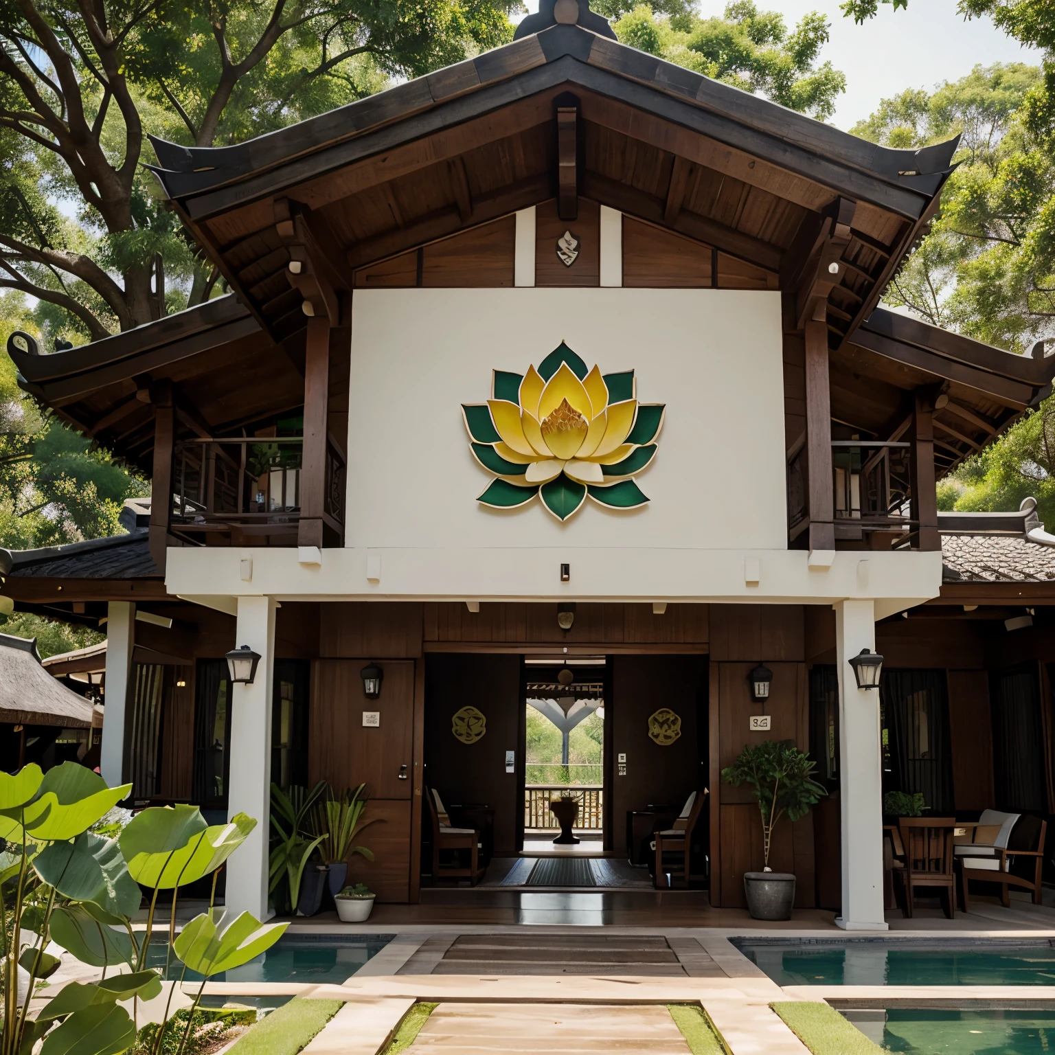 An Alegent and loyal looking logo for a lotus rest house name