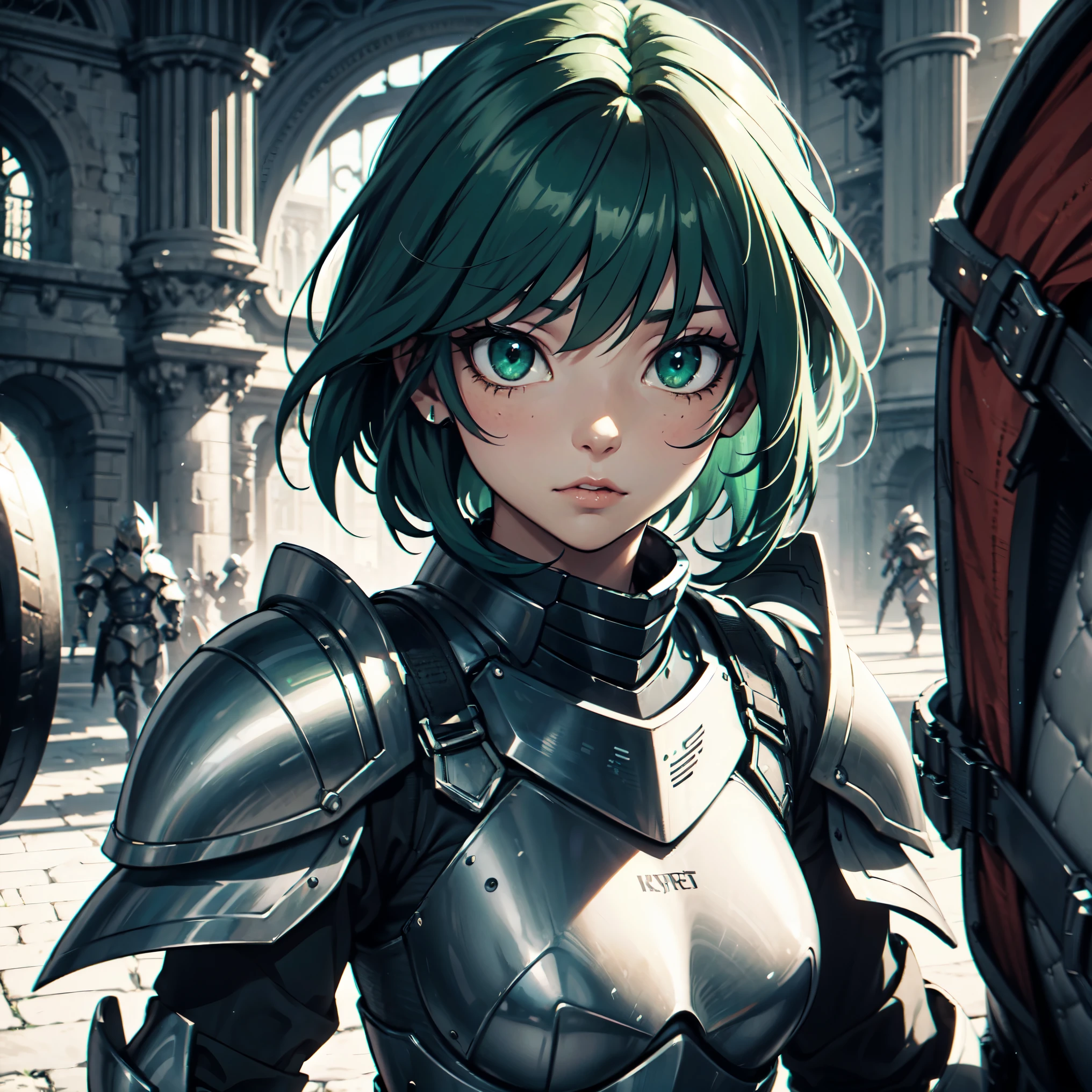 128K Ultra High Definition, 128K Ultra High Quality, 128K Ultra High Resolution, Best Definition, Best Quality, Best Resolution, Perfectly Detailed, Perfectly Designed, Extremely Detailed, Extremely Designed, Hyper Detailed, Hyper Definition, Hyper Quality, Hyper Resolution, Masterpiece, green hair, knight, armor, strong, (((female)))