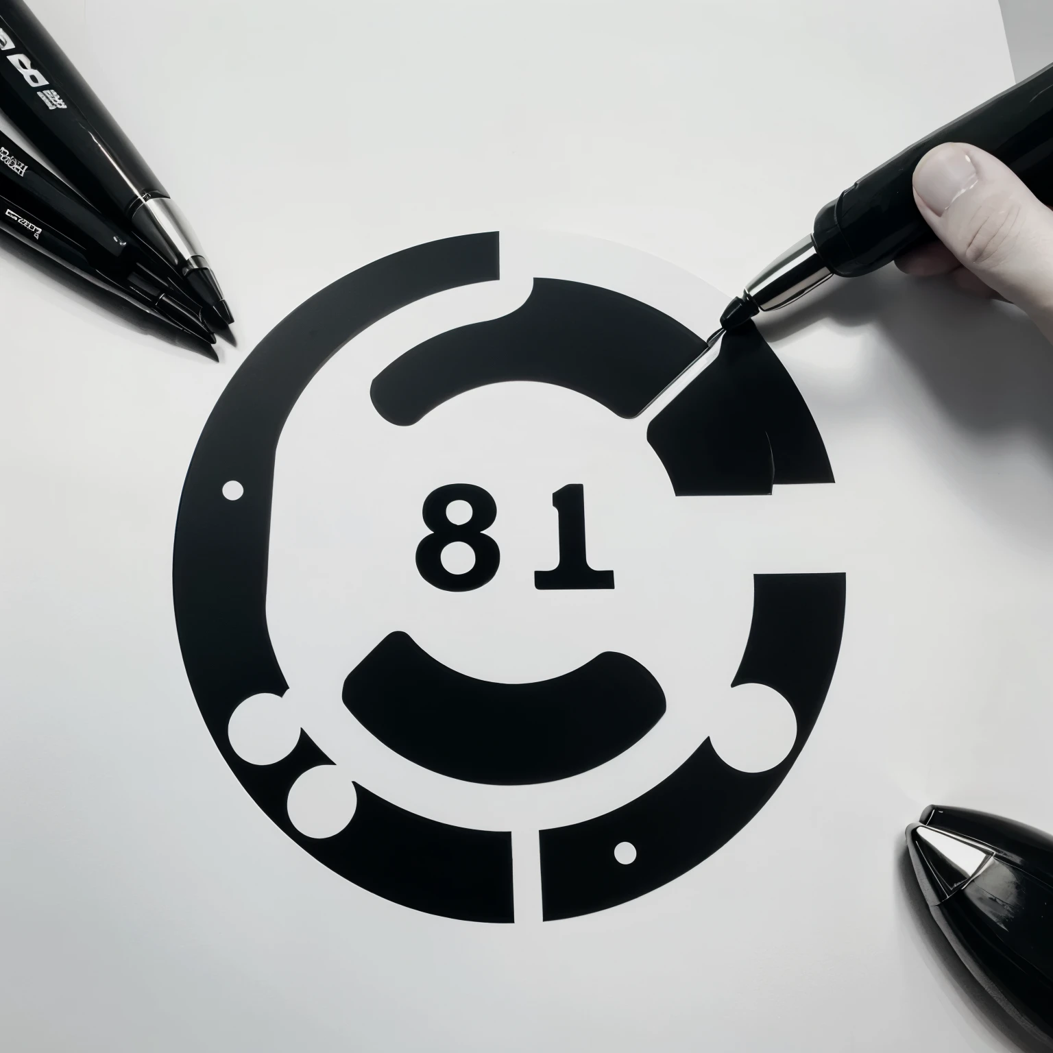 can you create a simple single color logo for a 8-ball club with a happy dolphin