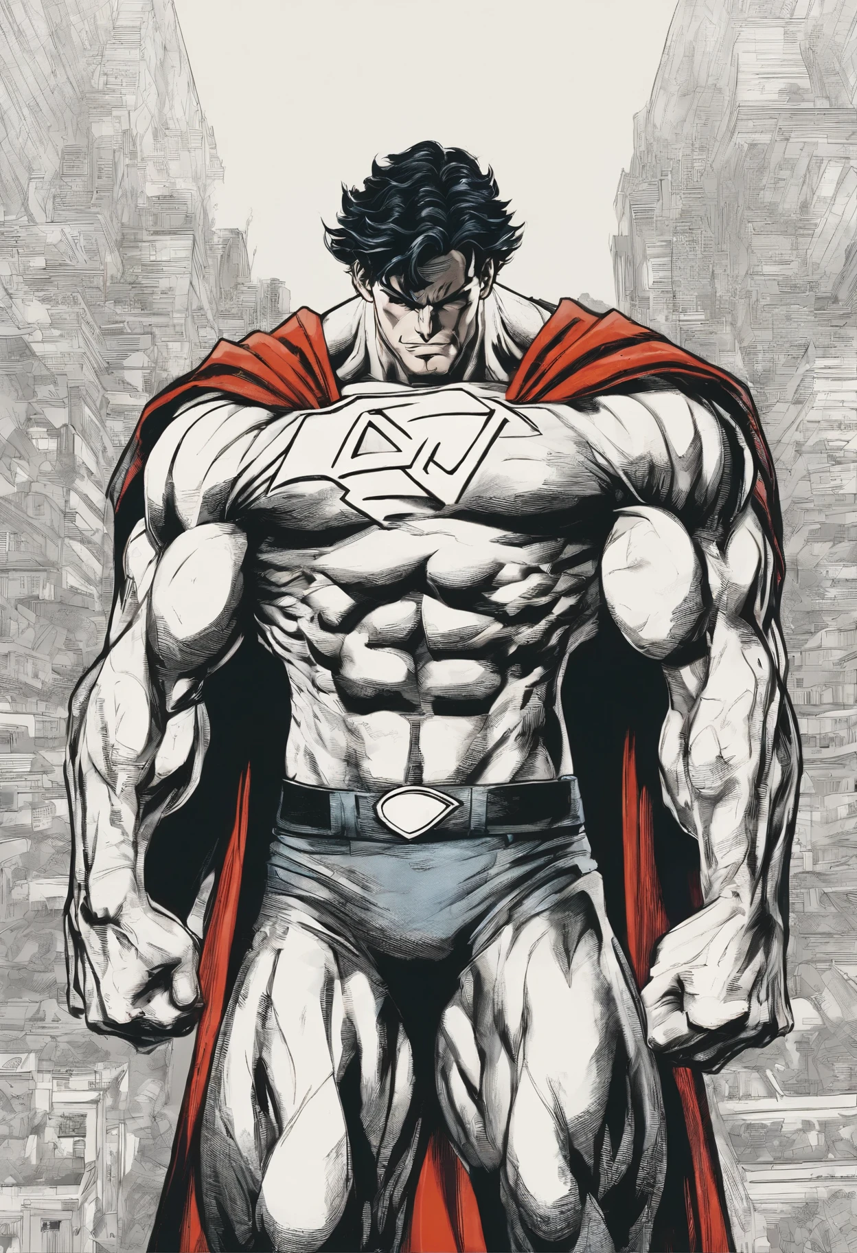 a muscle, Mighty Goku fighting Doomsday in a dynamic flying pose, with a confident and determined expression on his face. His iconic red and blue superhero costume is highly detailed, mostrando as texturas e contornos do tecido. As cores vibrantes do traje, including the bright red cloak that flows behind him, Crie um impacto visual impressionante. The symbol of His House, the iconic Superman emblem, is prominently displayed on his chest.

The work uses comic book illustration as a medium., capturing the essence of the beloved DC Comics character. Lines and shading are crisp and clean, giving the image a dynamic and energetic feel. Combines elements of traditional hand-drawn artwork with digital coloring techniques, resulting in a visually stunning piece.

Enquanto Goku assume o centro do palco, the background features the iconic Metropolis skyline with its imposing skyscrapers, todos banhados pela luz quente do sol. Buildings are highly detailed, featuring a mix of contemporary architecture and classic art deco style that is synonymous with the world of Superman.

The lighting in the artwork is dramatic, with sunlight casting strong shadows on Superman&#39;s muscular physique, emphasizing your strength and power. Using highlights and shadows adds depth and dimension to the image, bringing it to life.

The color palette of the work is rich and vibrant., with bold primary colors dominating the scene. O vermelho e o azul do traje do Superman se destacam contra os tons quentes da paisagem urbana, criando um contraste visualmente cativante.

Geral, This work is of the best quality, com ultra-detalhado, realistic rendering. Every muscle and line on Goku&#39;s body is meticulously portrayed, highlighting his physical prowess and superhero status. Attention to detail creates a sense of realism, fazendo com que o espectador se sinta como se estivesse testemunhando o voo do Superman pessoal