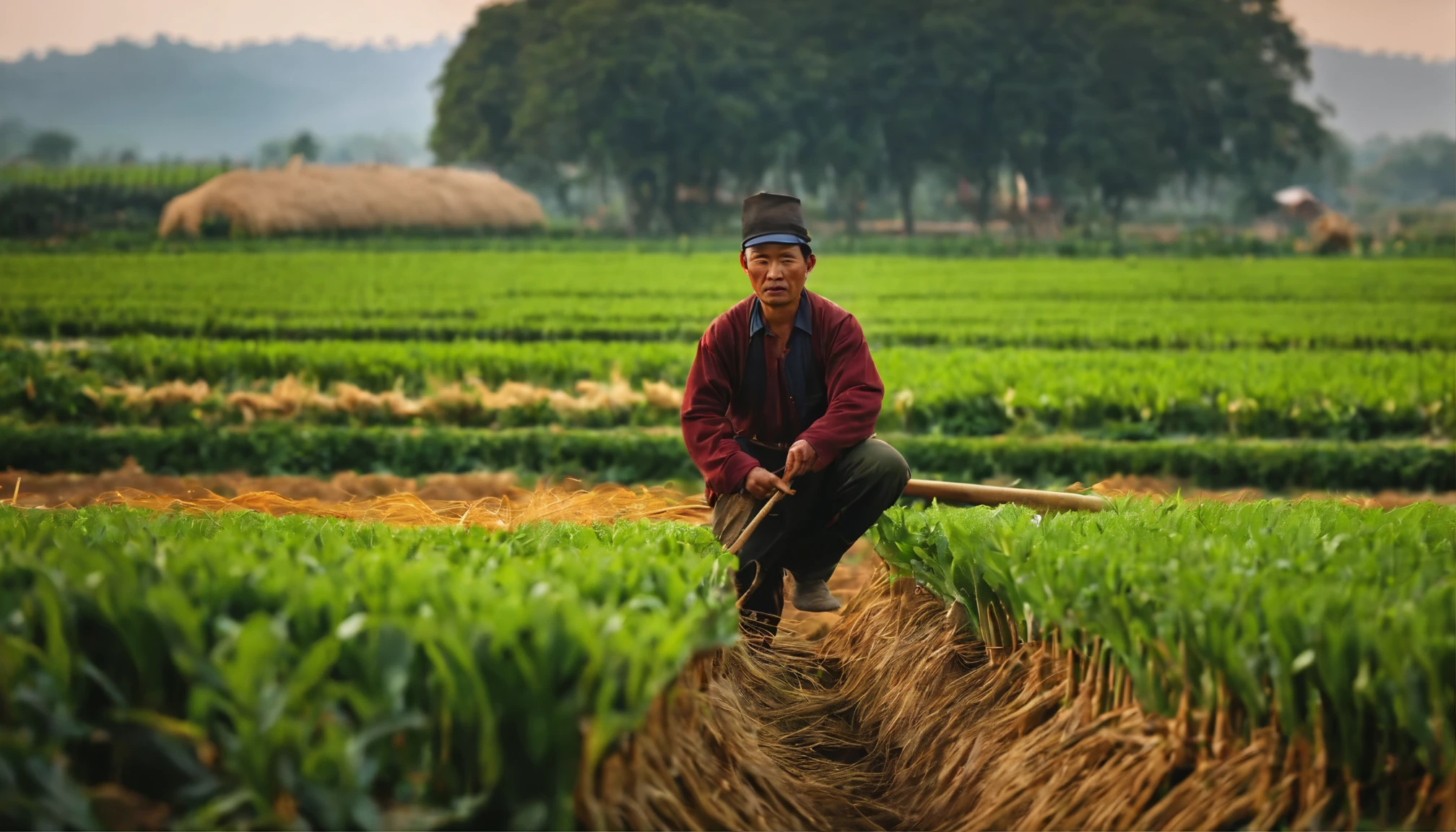 A Chinese guy working in the farm 