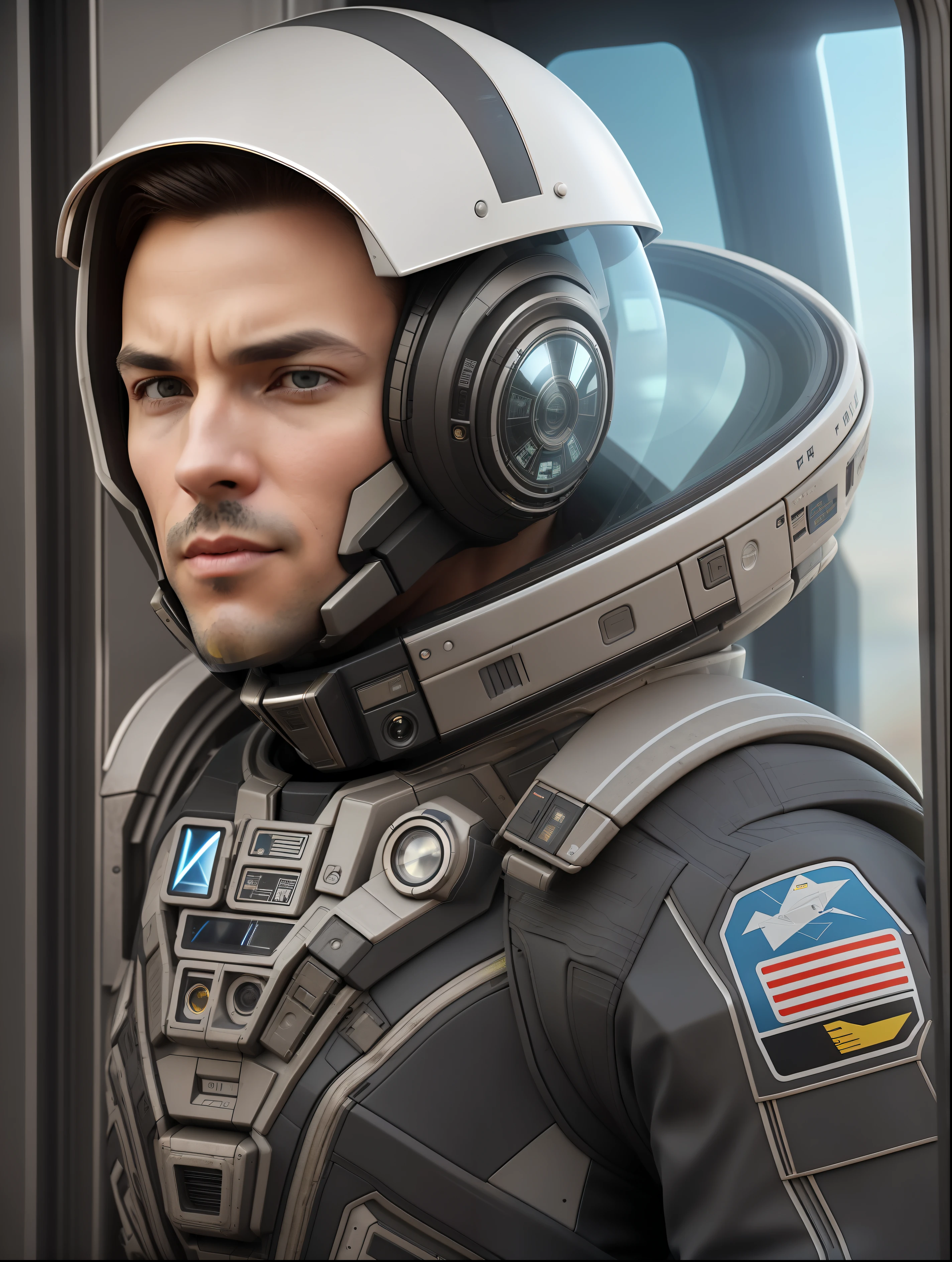 a closeup of a poster with a man in a space suit, images, recidivism whistle, description, the pyro --auto --s2