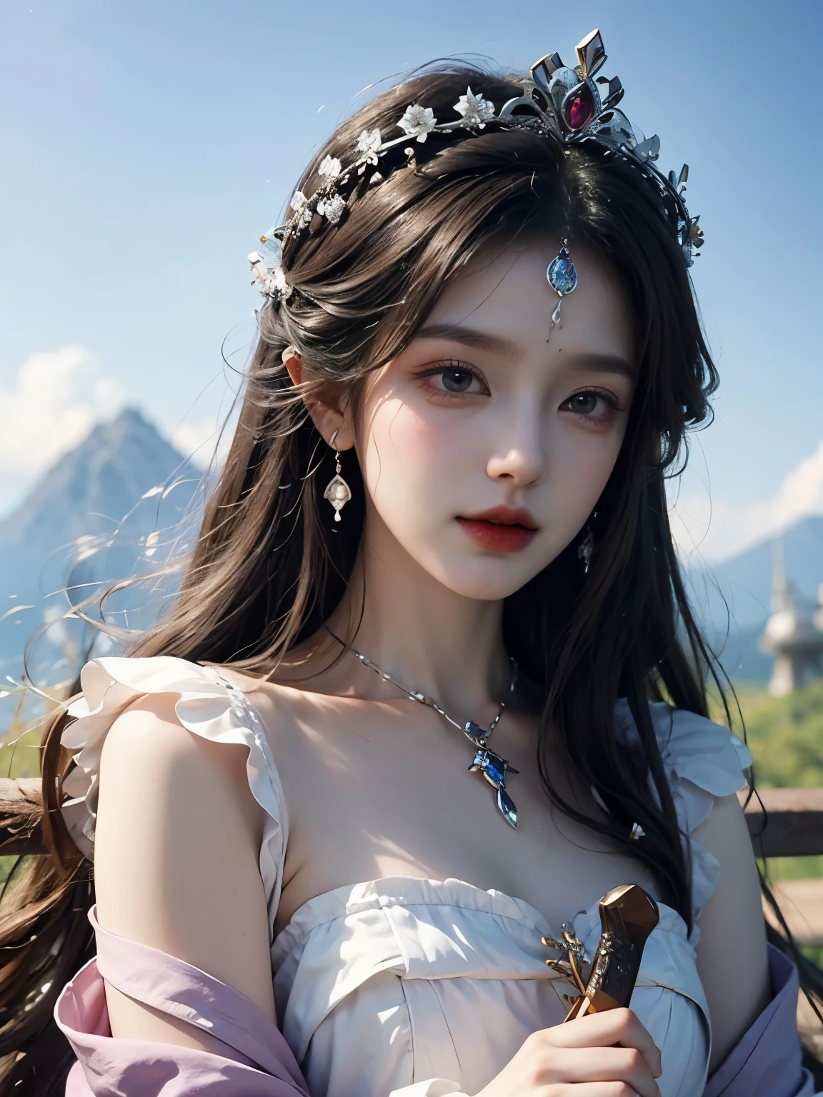 a close up of a woman in a purple dress with a sword, a beautiful fantasy empress, ((a beautiful fantasy empress)), beautiful fantasy maiden, 2. 5 d cgi anime fantasy artwork, beautiful alluring anime woman, fantasy woman, beautiful fantasy art, full body xianxia, anime goddess, beautiful and elegant elf queen, fantasy art style, anime fantasy illustration